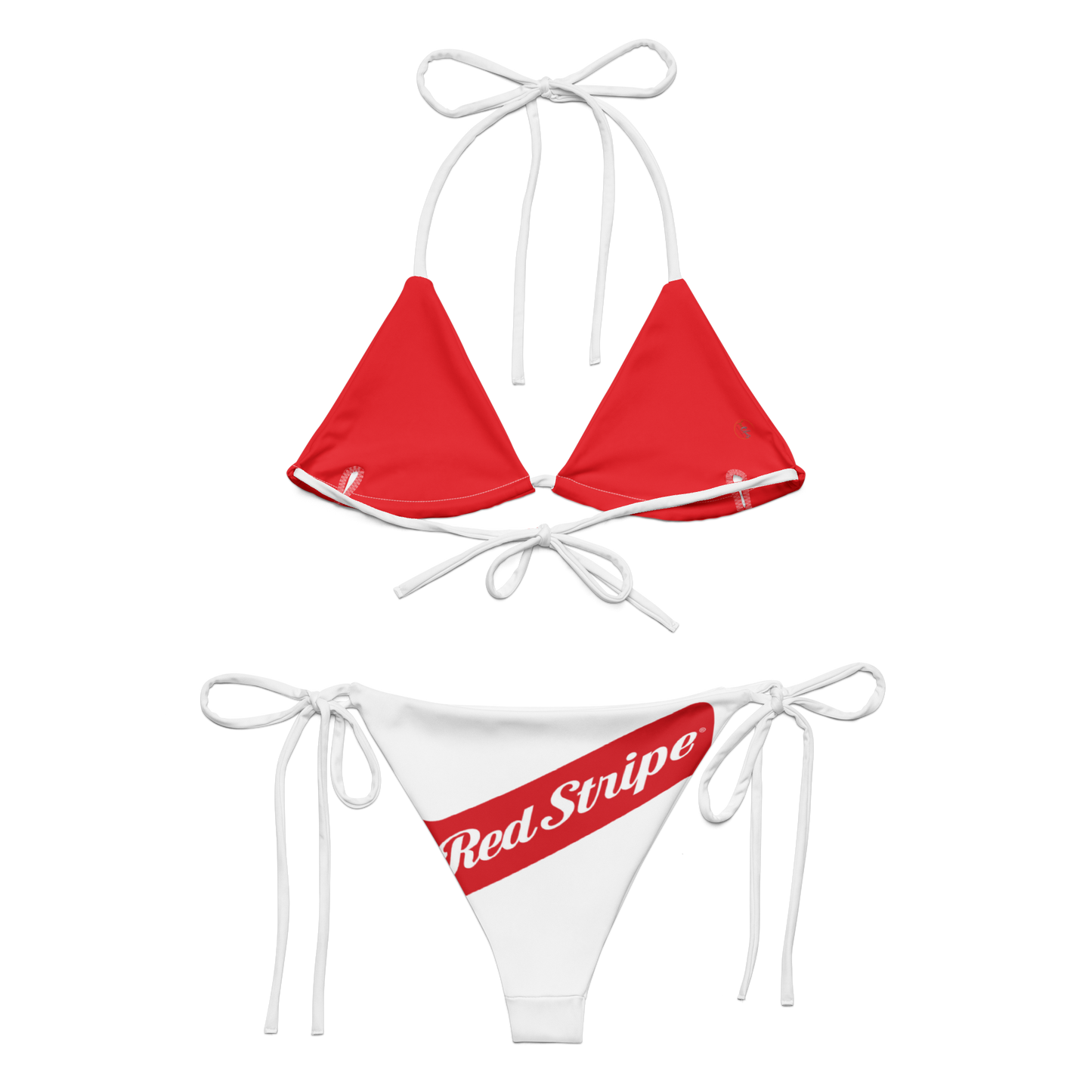 Red Stripe Beer Logo All Over Print Recycled String Bikini - Irie Blues Boutique