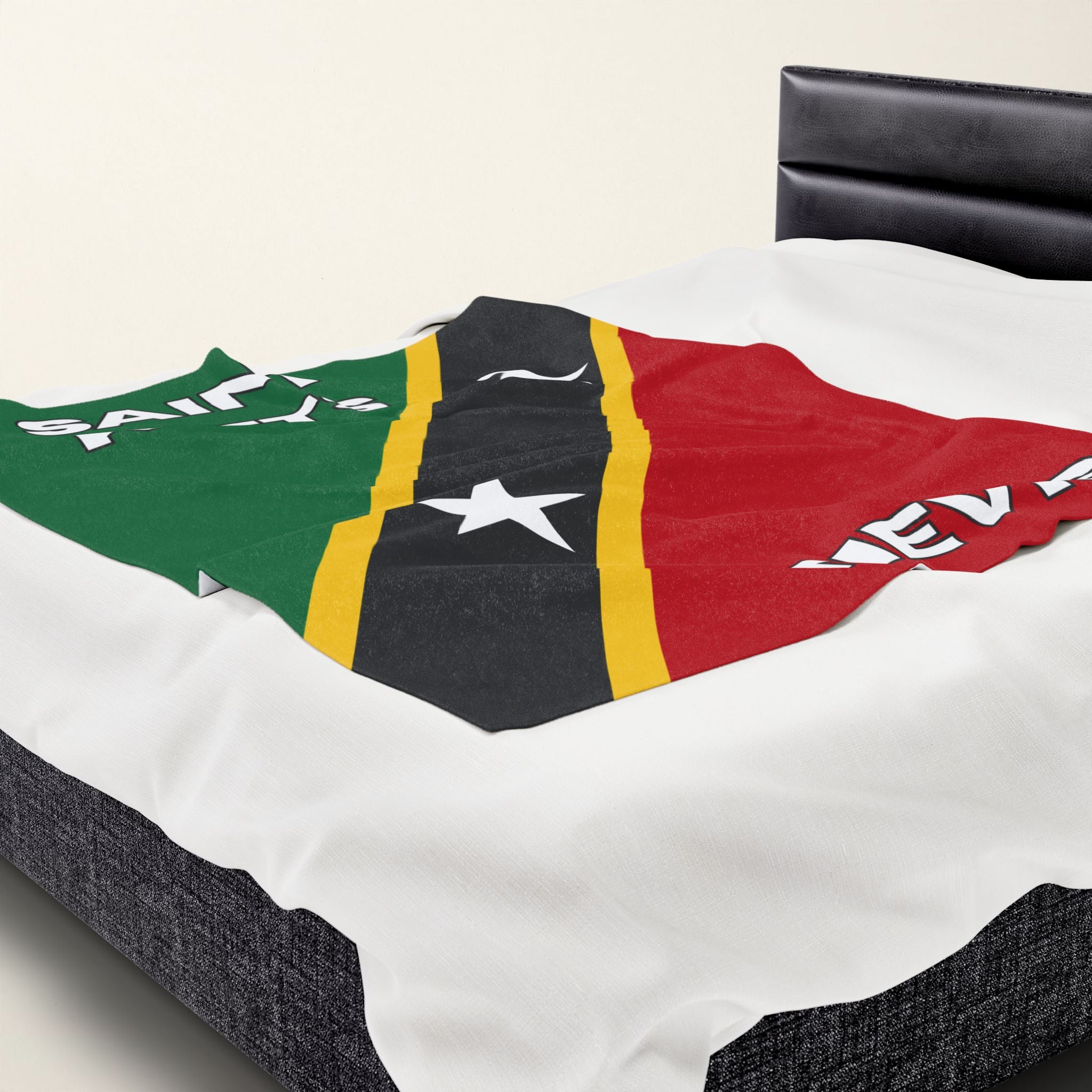 Saint Kitts & Nevis Flag Velveteen Plush Blanket - Irie Blues Boutique