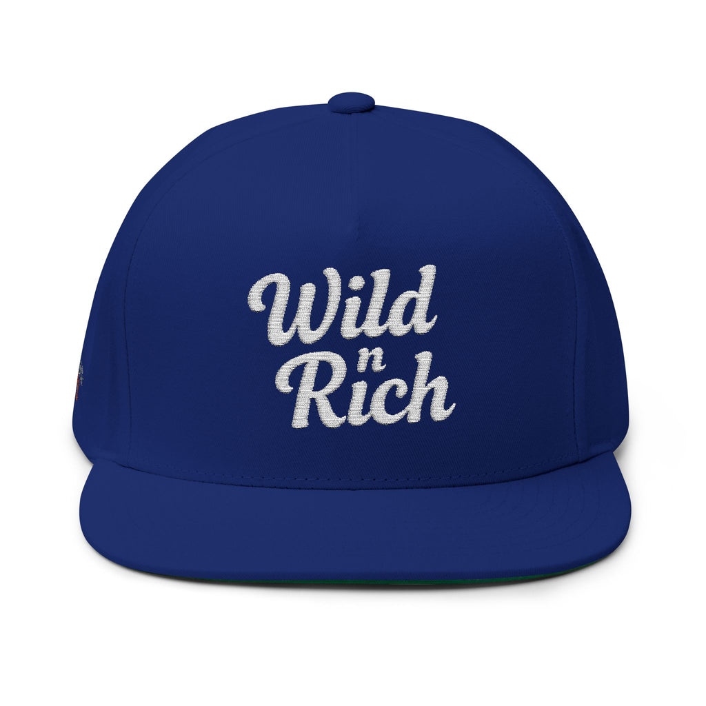 Wild & Rich Flat Bill Cap | Trendy Embroidered Hat for Casual Wear, Fashion Accessory, Gift for Him/Her, Street Style - Irie Blues Boutique
