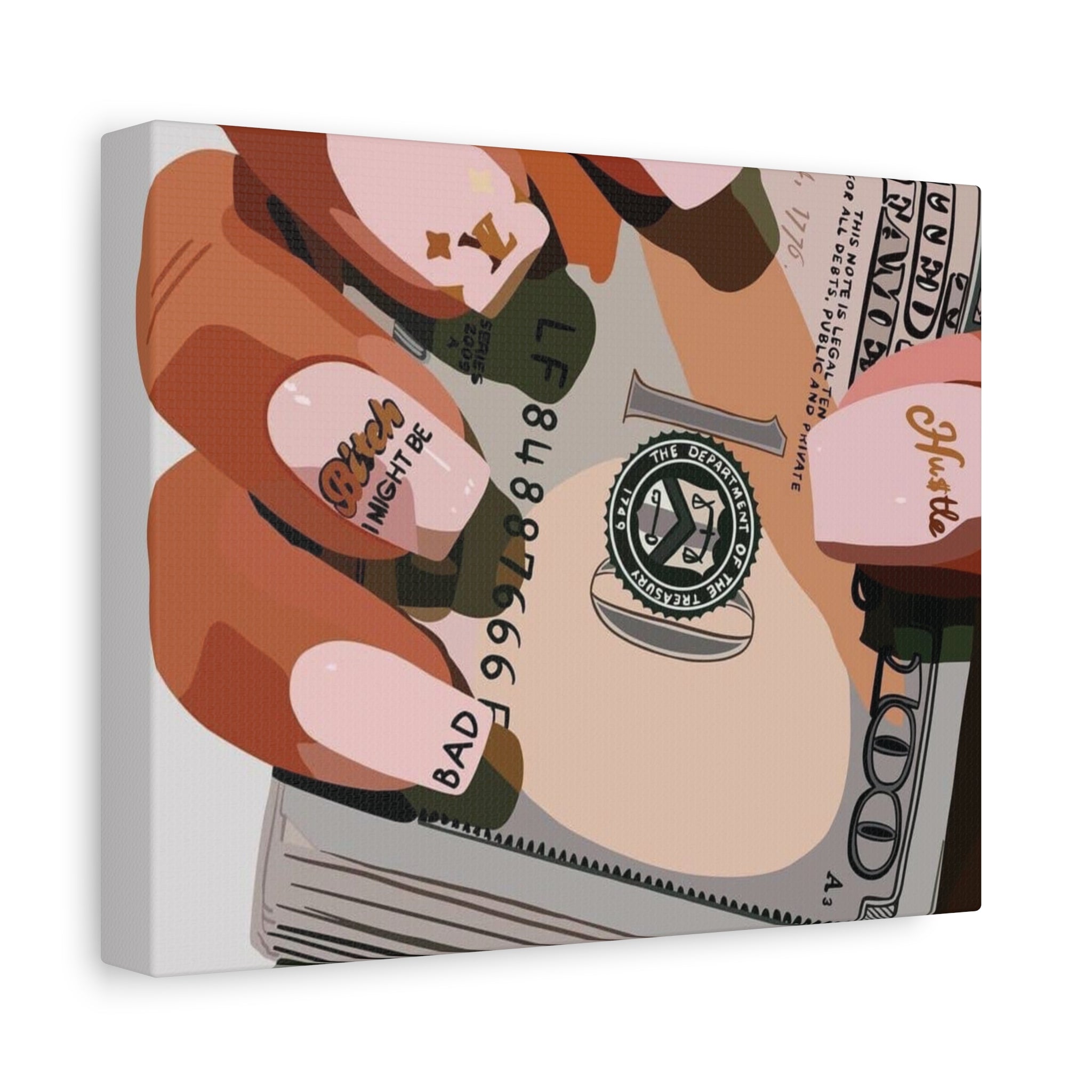 Nails & Money Chic Money Canvas Wall Art, Currency Home Decor, Motivational Wall Decor, Gift for Her, Trendy Room Decoration - Irie Blues Boutique