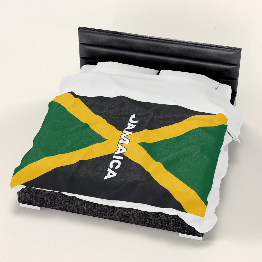 Jamaica Flag Velveteen Plush Blanket - Irie Blues Boutique