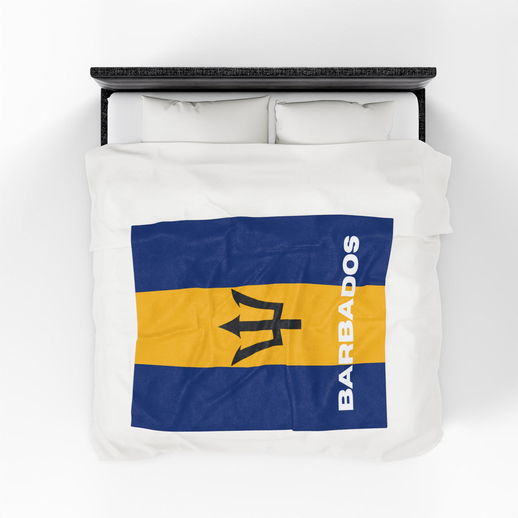 Barbados Flag Velveteen Plush Blanket