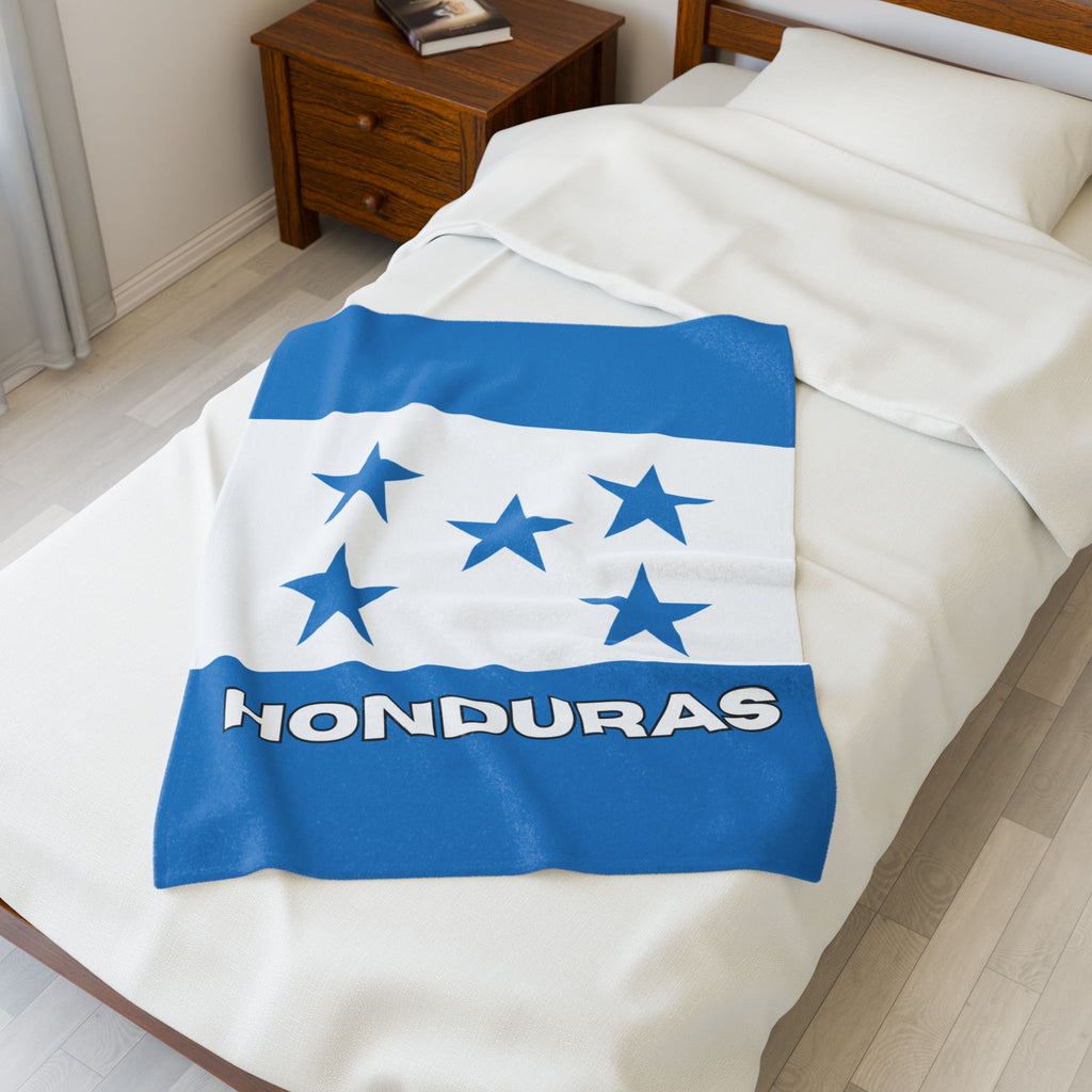 Honduras Flag Velveteen Plush Blanket - Irie Blues Boutique