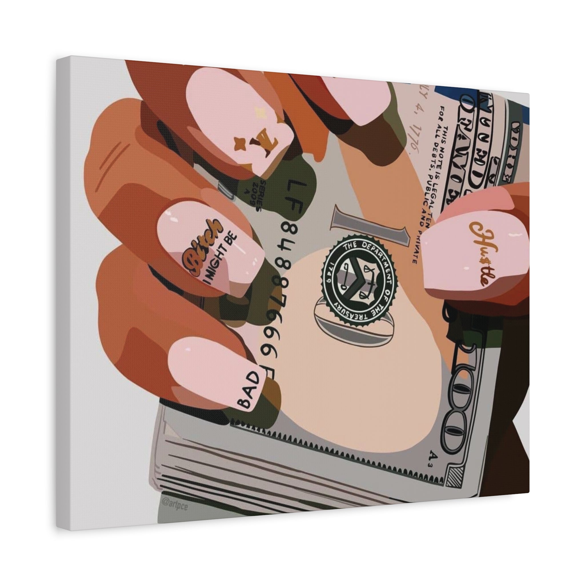 Nails & Money Chic Money Canvas Wall Art, Currency Home Decor, Motivational Wall Decor, Gift for Her, Trendy Room Decoration - Irie Blues Boutique