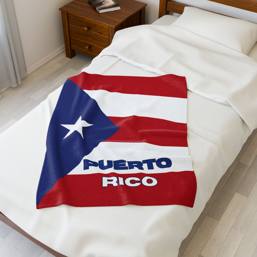 Puerto Rico Flag Velveteen Plush Blanket - Irie Blues Boutique