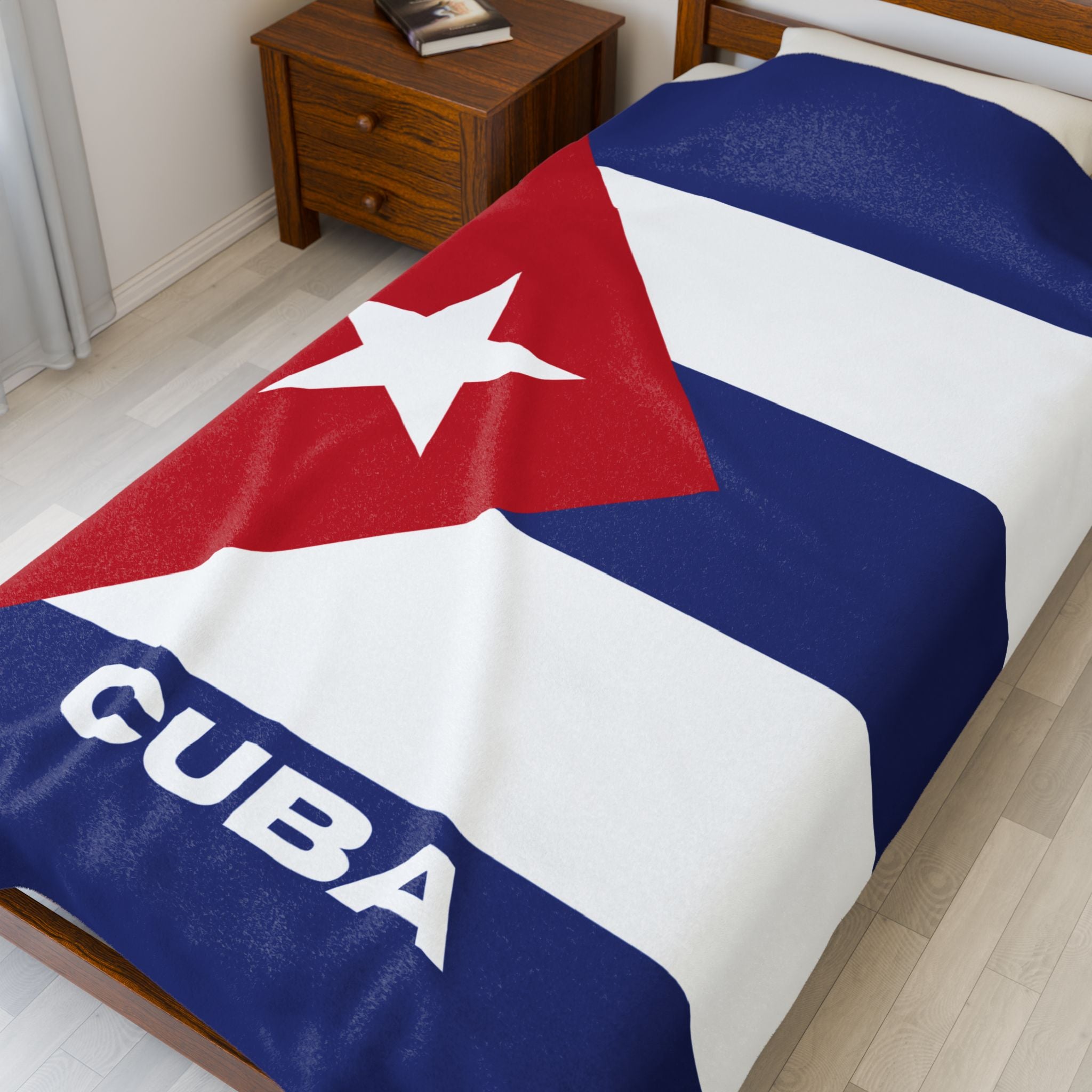 Cuba Flag Velveteen Plush Blanket - Irie Blues Boutique