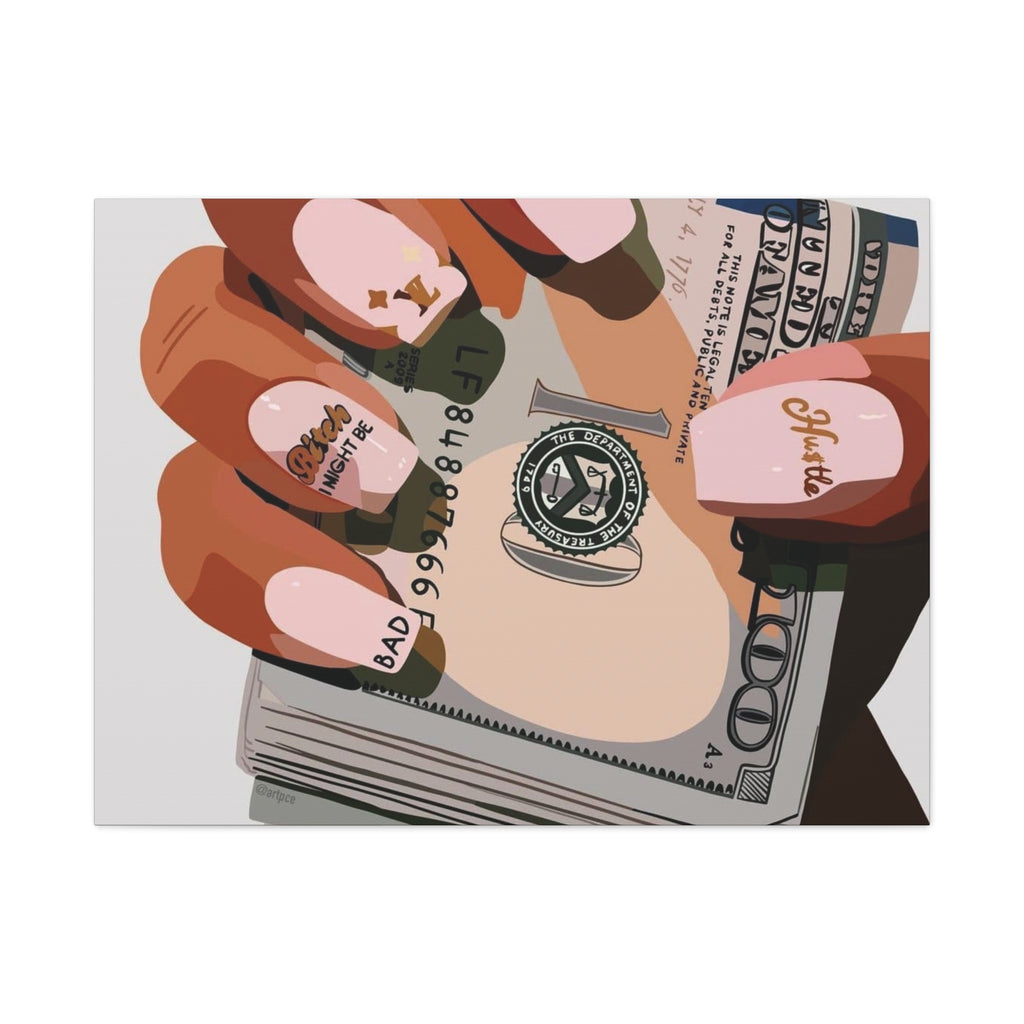 Nails & Money Chic Money Canvas Wall Art, Currency Home Decor, Motivational Wall Decor, Gift for Her, Trendy Room Decoration - Irie Blues Boutique