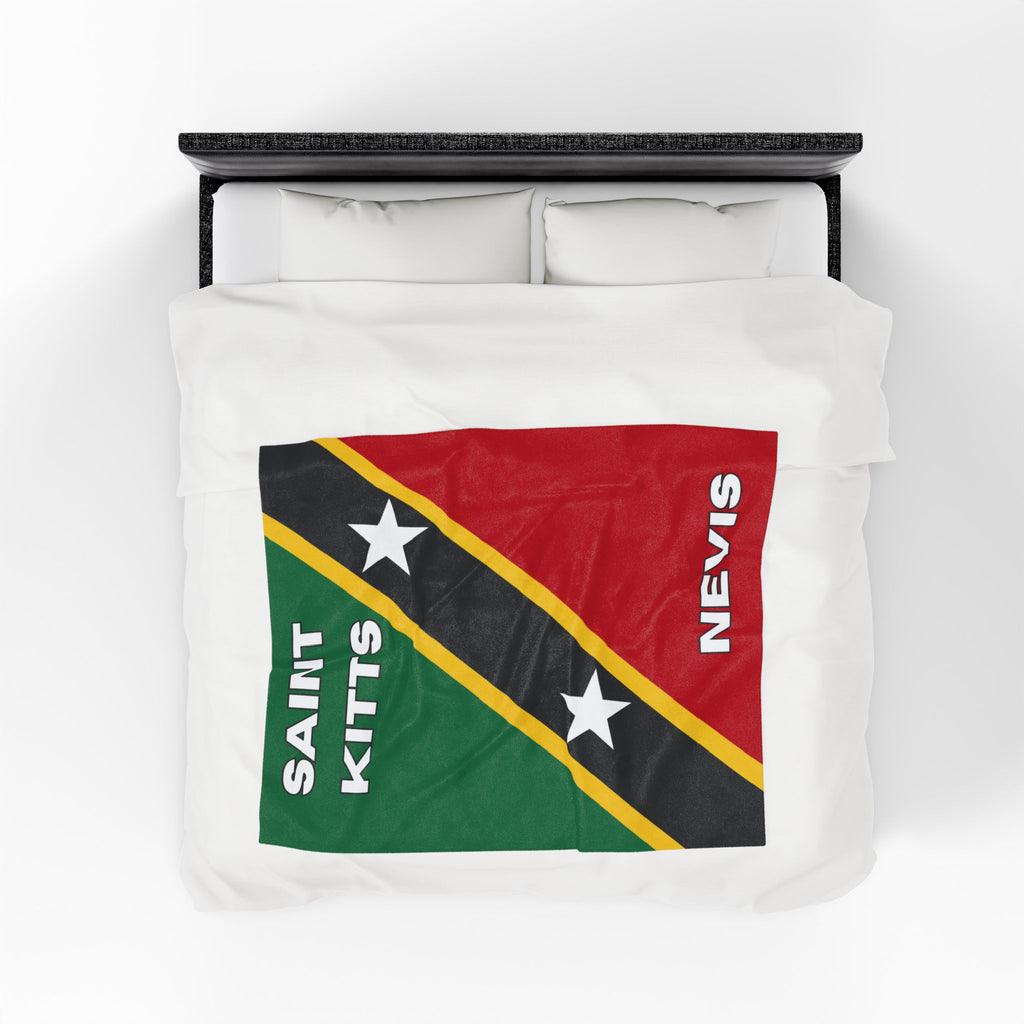 Saint Kitts & Nevis Flag Velveteen Plush Blanket - Irie Blues Boutique