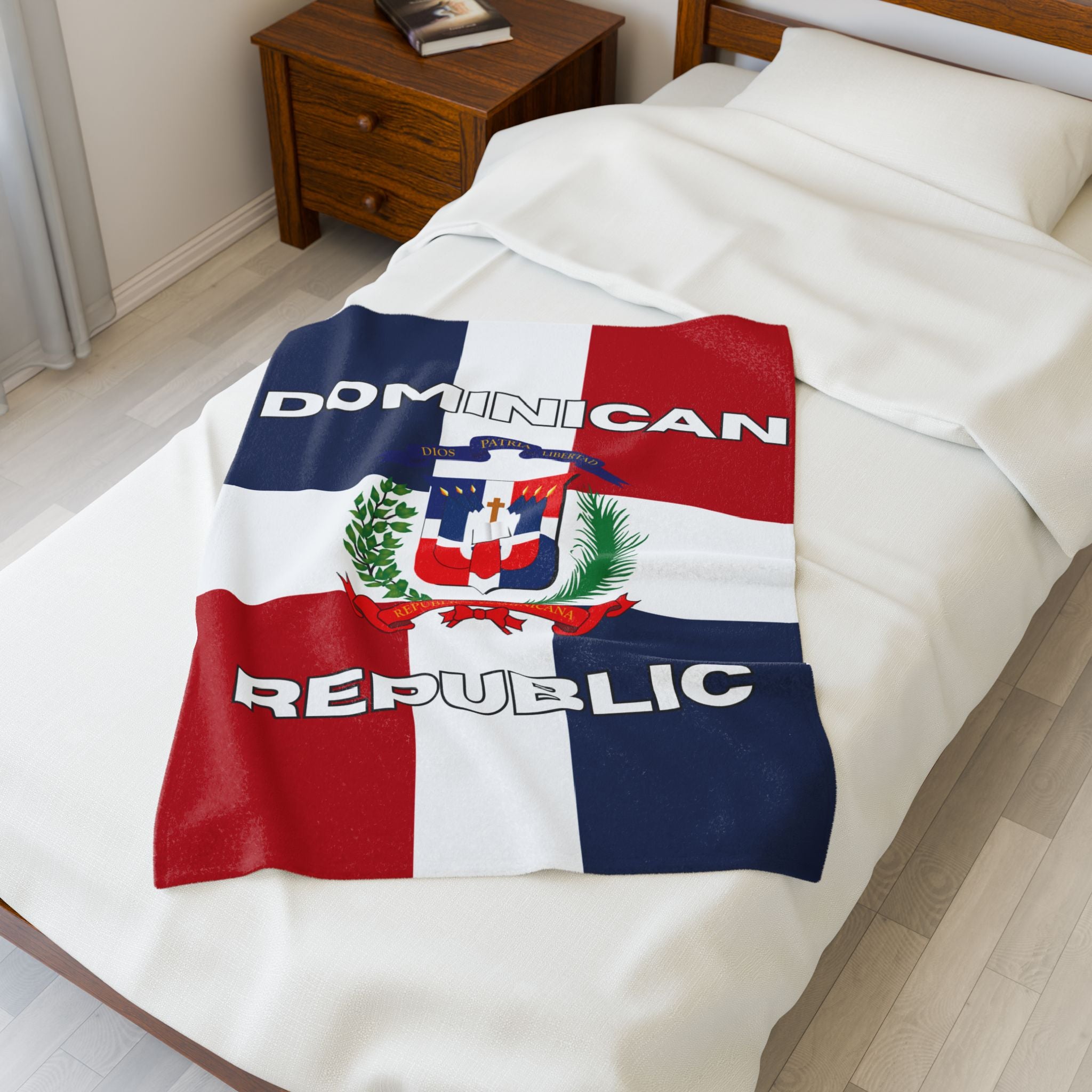 Dominican Republic Flag Velveteen Plush Blanket - Irie Blues Boutique