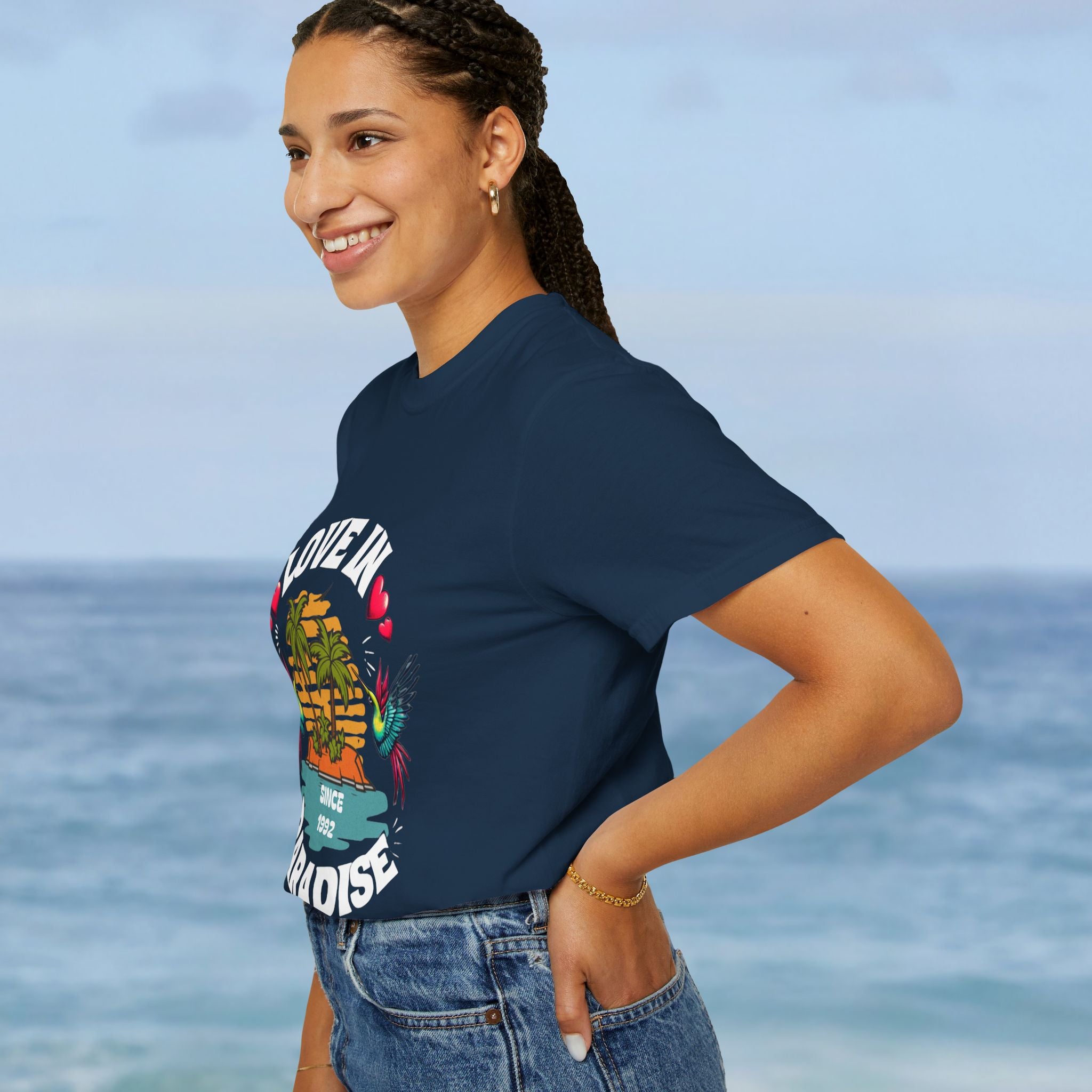 Love In Paradise Couples Personalized Date T-Shirt