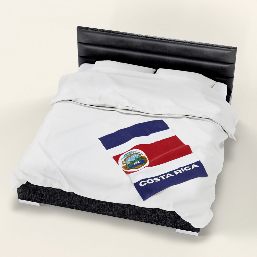 Costa Rica Flag Velveteen Plush Blanket - Irie Blues Boutique