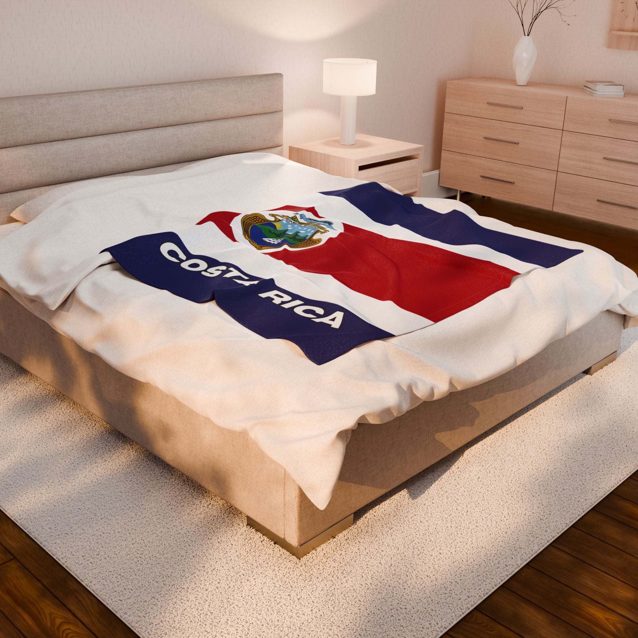 Costa Rica Flag Velveteen Plush Blanket - Irie Blues Boutique