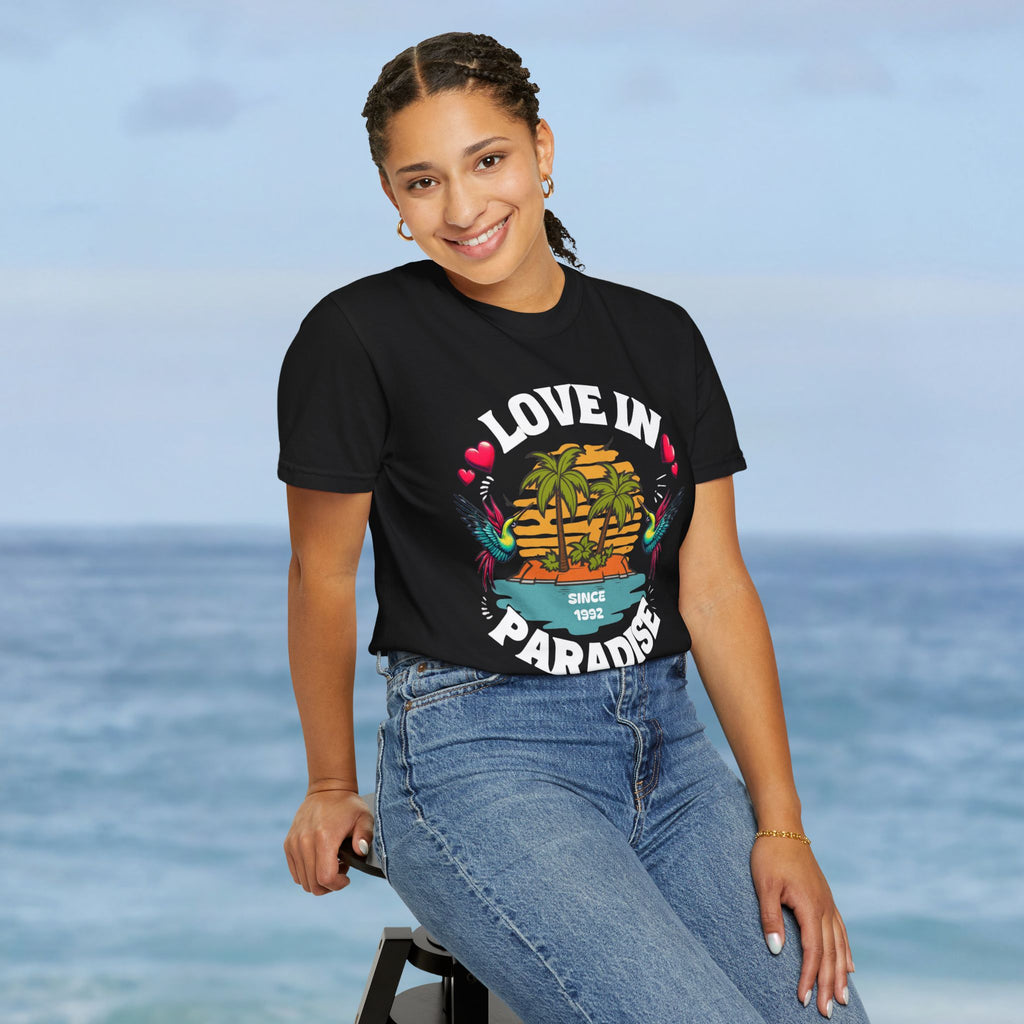 Love In Paradise Couples Personalized Date T-Shirt