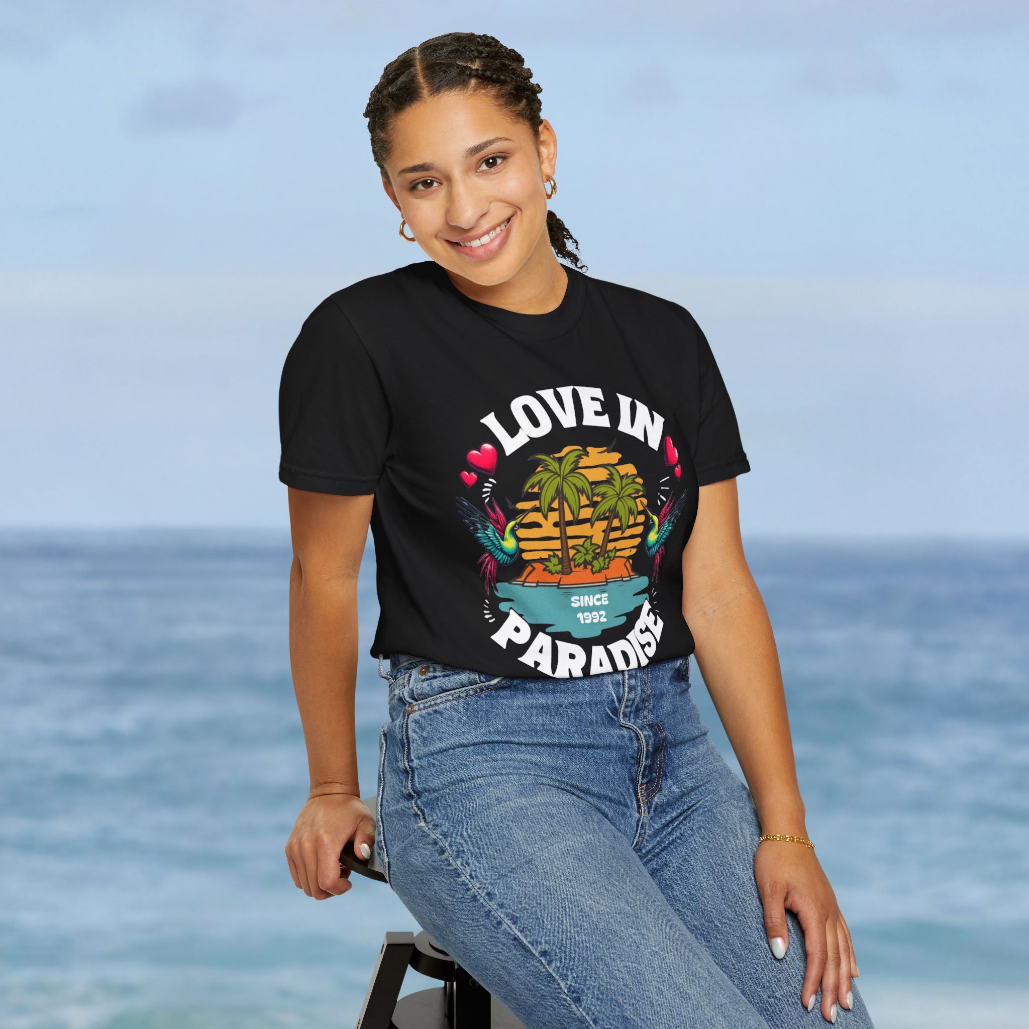Love In Paradise Couples Personalized Date T-Shirt