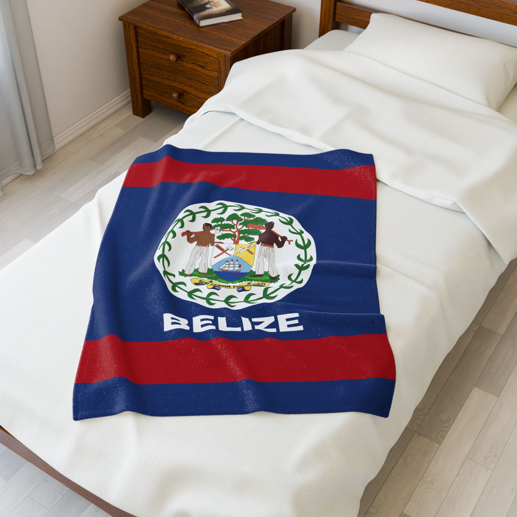 Belize Flag Velveteen Plush Blanket - Irie Blues Boutique