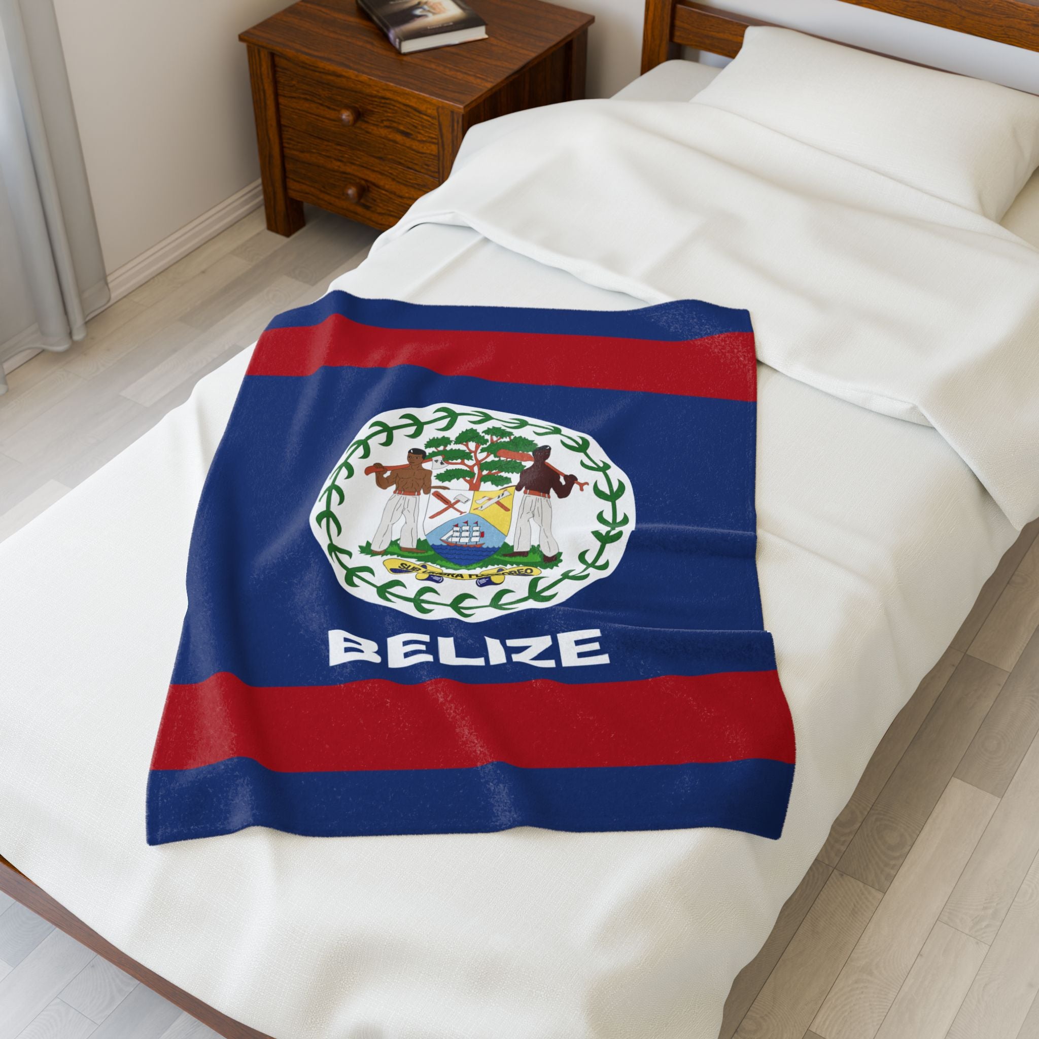 Belize Flag Velveteen Plush Blanket - Irie Blues Boutique