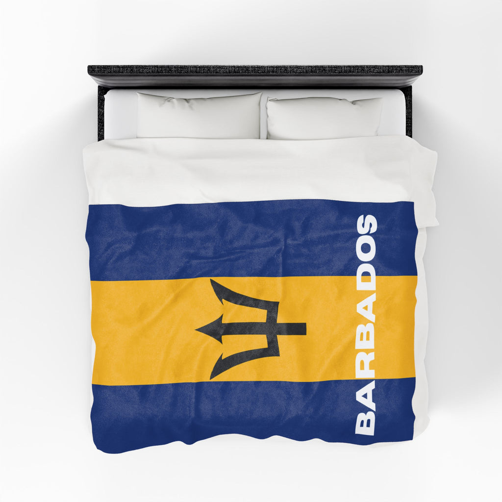 Barbados Flag Velveteen Plush Blanket