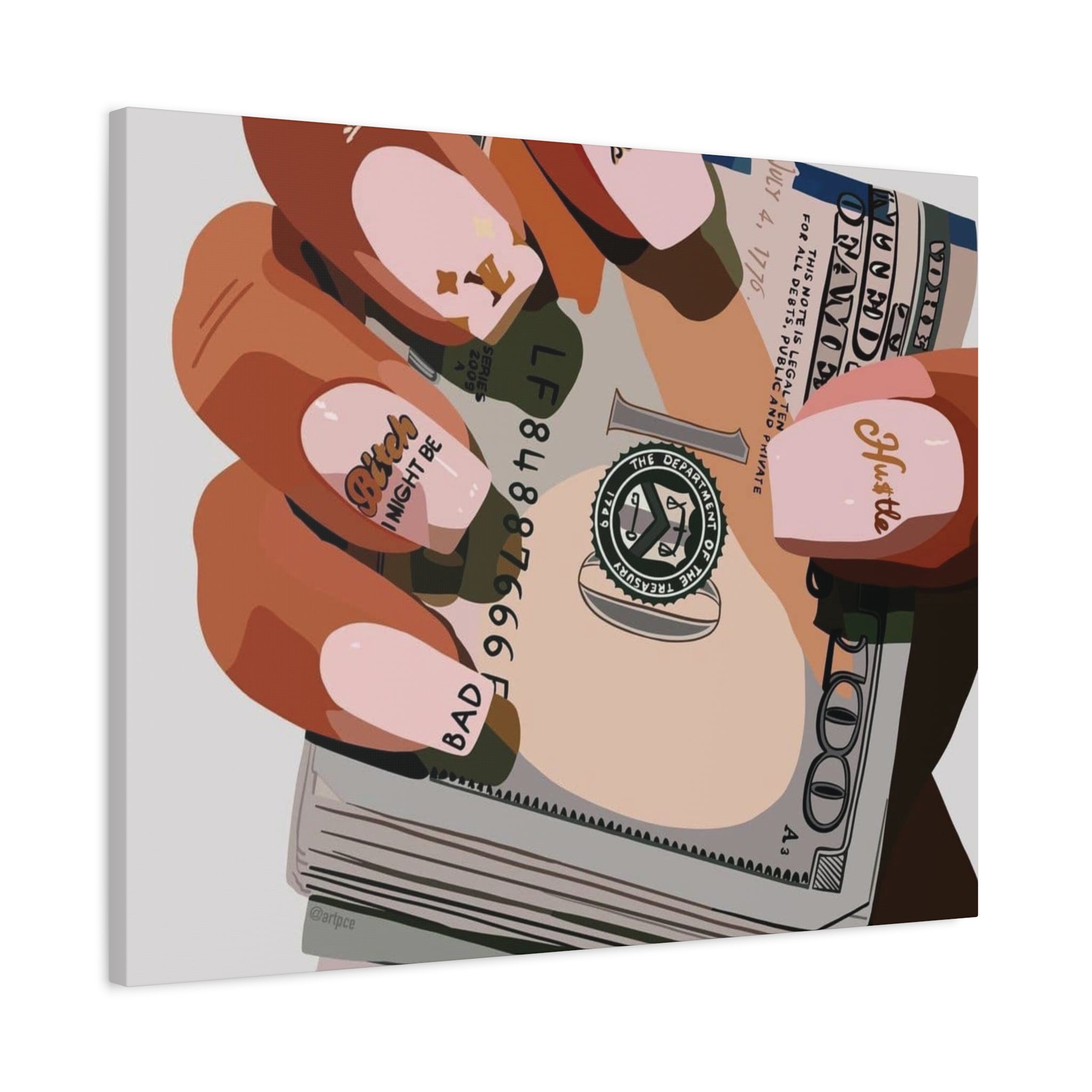 Nails & Money Chic Money Canvas Wall Art, Currency Home Decor, Motivational Wall Decor, Gift for Her, Trendy Room Decoration - Irie Blues Boutique