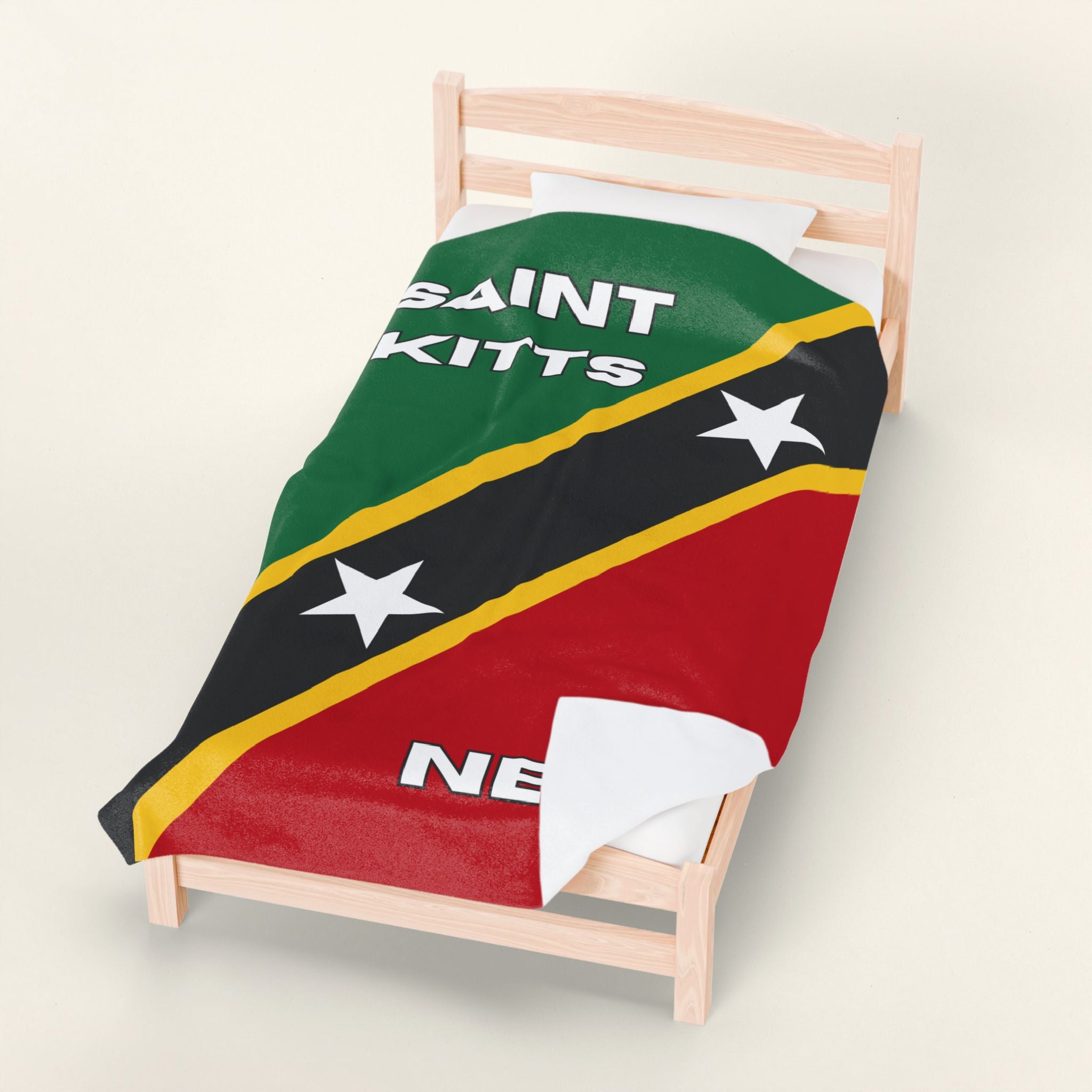 Saint Kitts & Nevis Flag Velveteen Plush Blanket - Irie Blues Boutique
