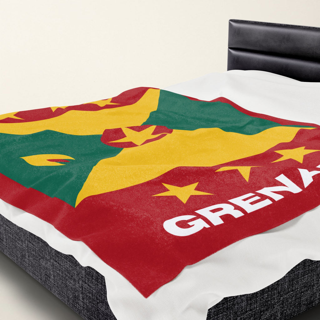 Grenada Flag Velveteen Plush Blanket - Irie Blues Boutique