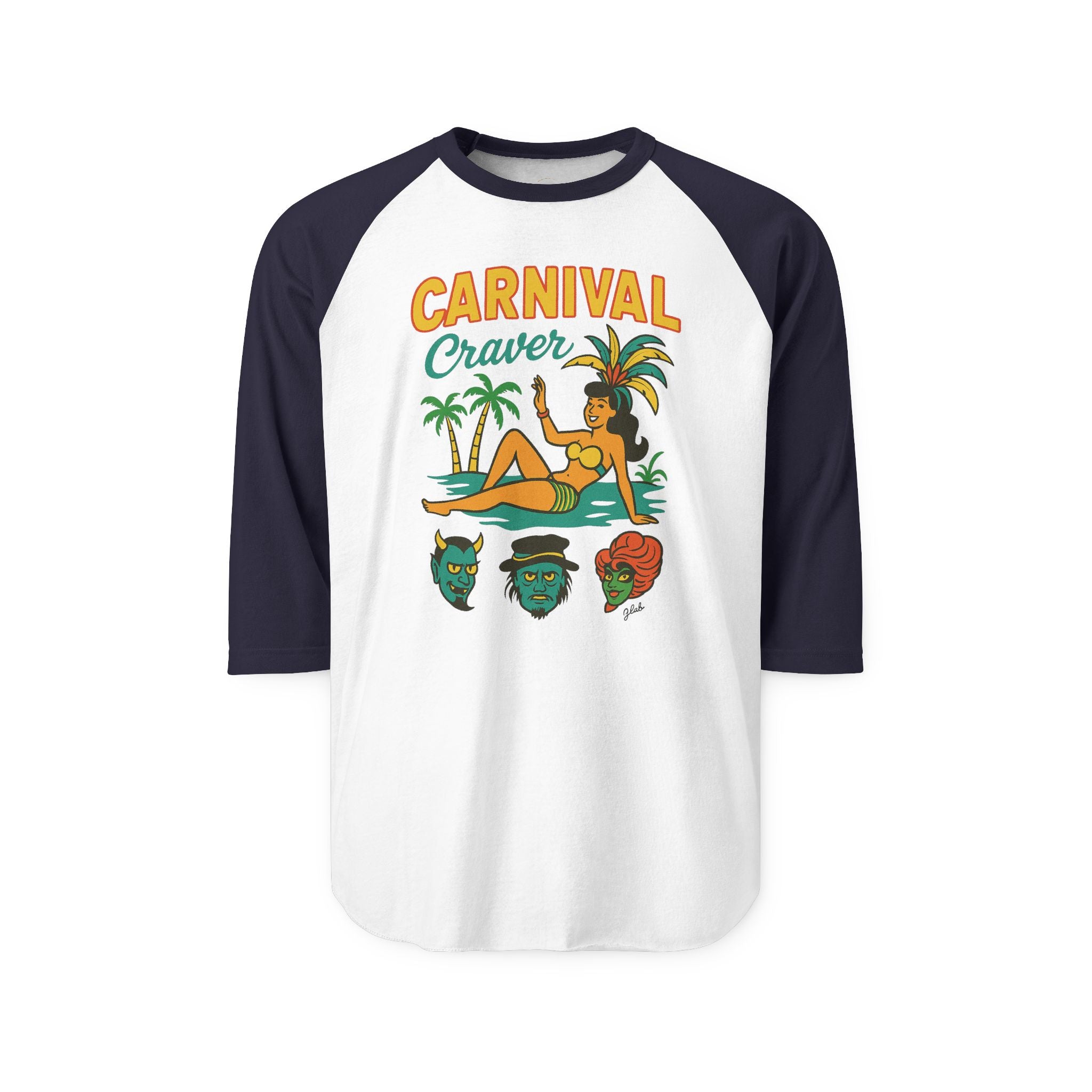 Carnival Craver Unisex Three-Quarter Sleeve Raglan Shirt - Irie Blues Boutique