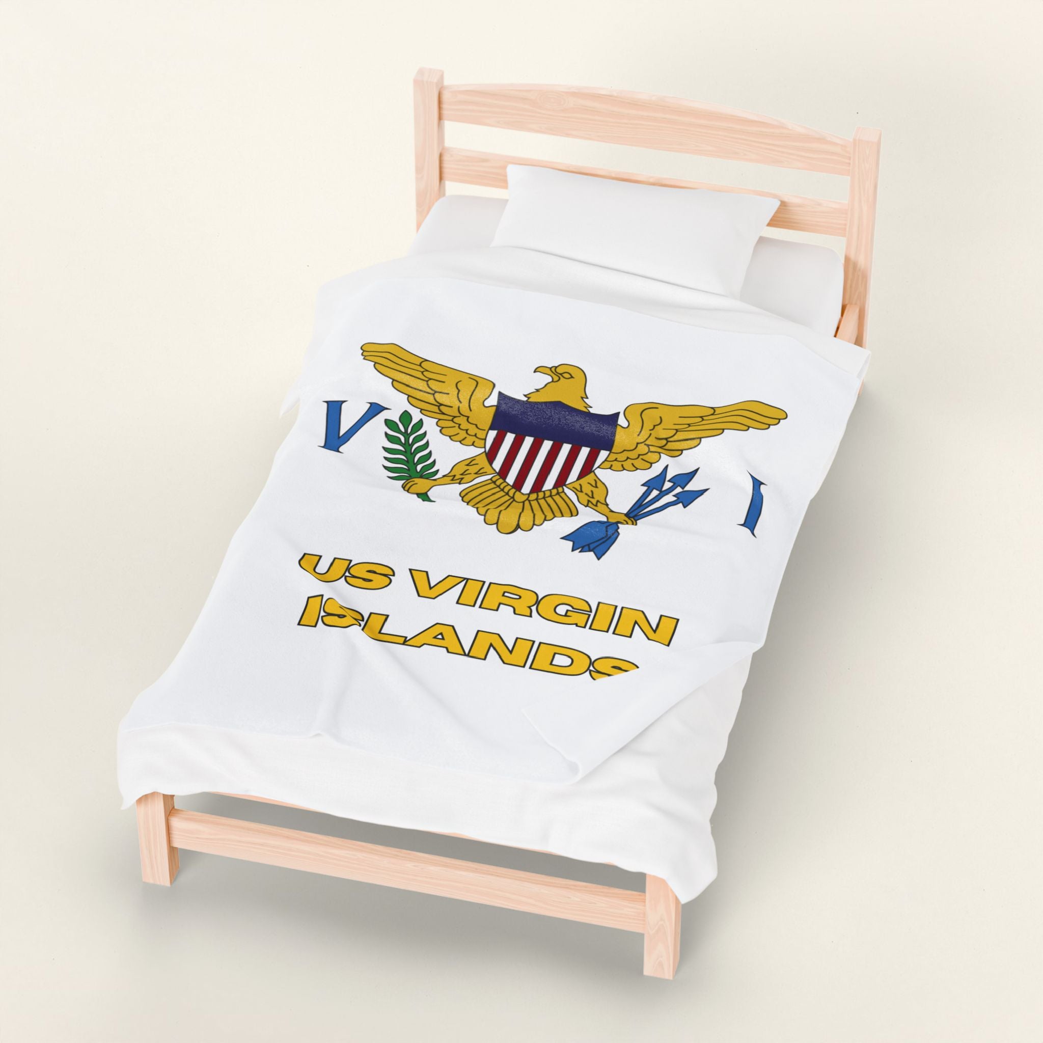 US Virgin Islands Flag Velveteen Plush Blanket - Irie Blues Boutique