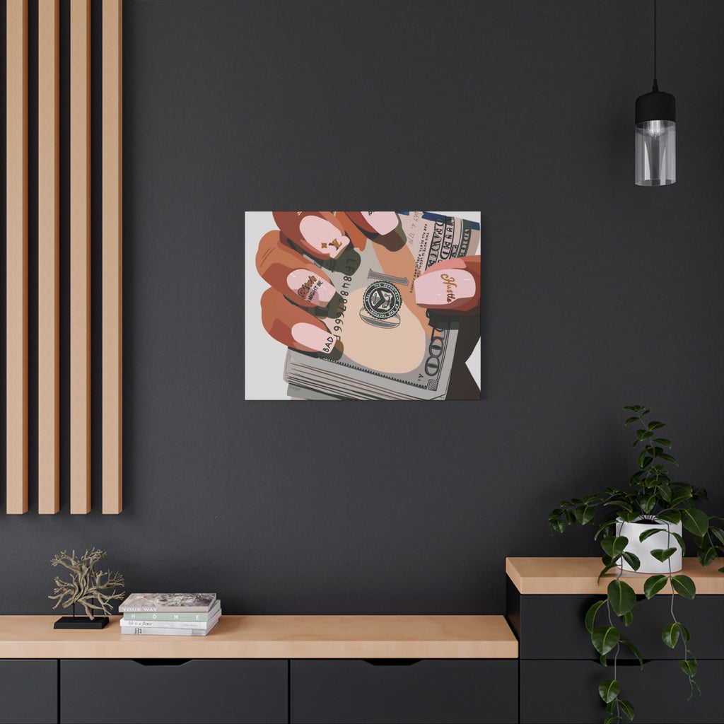 Nails & Money Chic Money Canvas Wall Art, Currency Home Decor, Motivational Wall Decor, Gift for Her, Trendy Room Decoration - Irie Blues Boutique