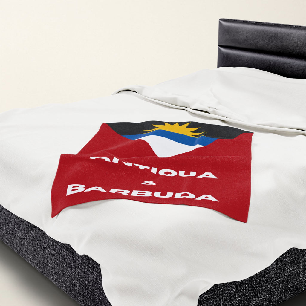 Antigua Barbuda Flag Velveteen Plush Blanket - Irie Blues Boutique