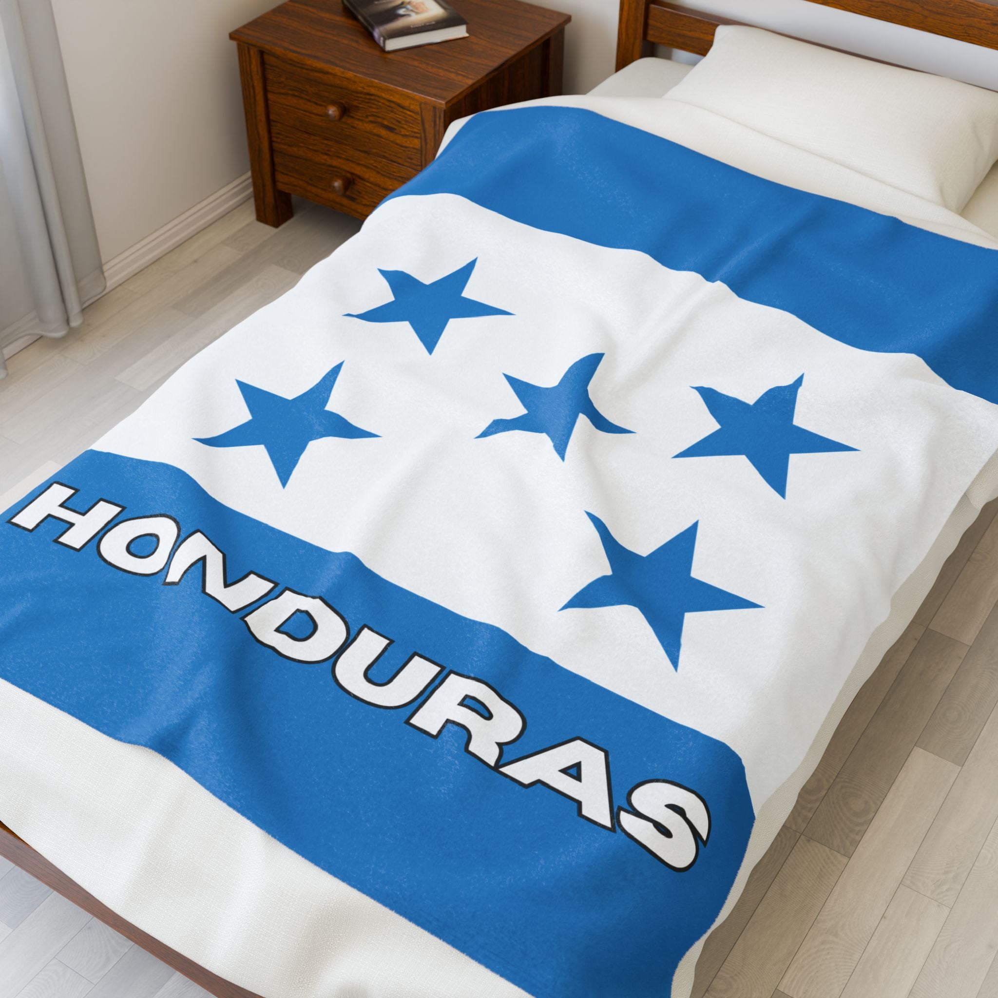 Honduras Flag Velveteen Plush Blanket - Irie Blues Boutique