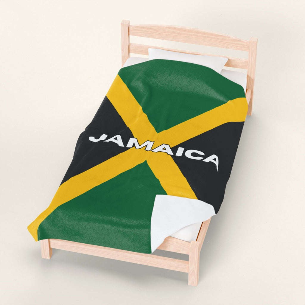 Jamaica Flag Velveteen Plush Blanket - Irie Blues Boutique