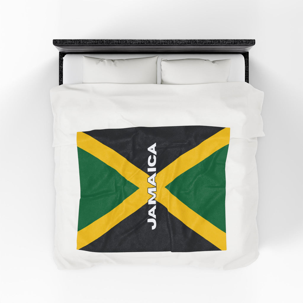 Jamaica Flag Velveteen Plush Blanket - Irie Blues Boutique