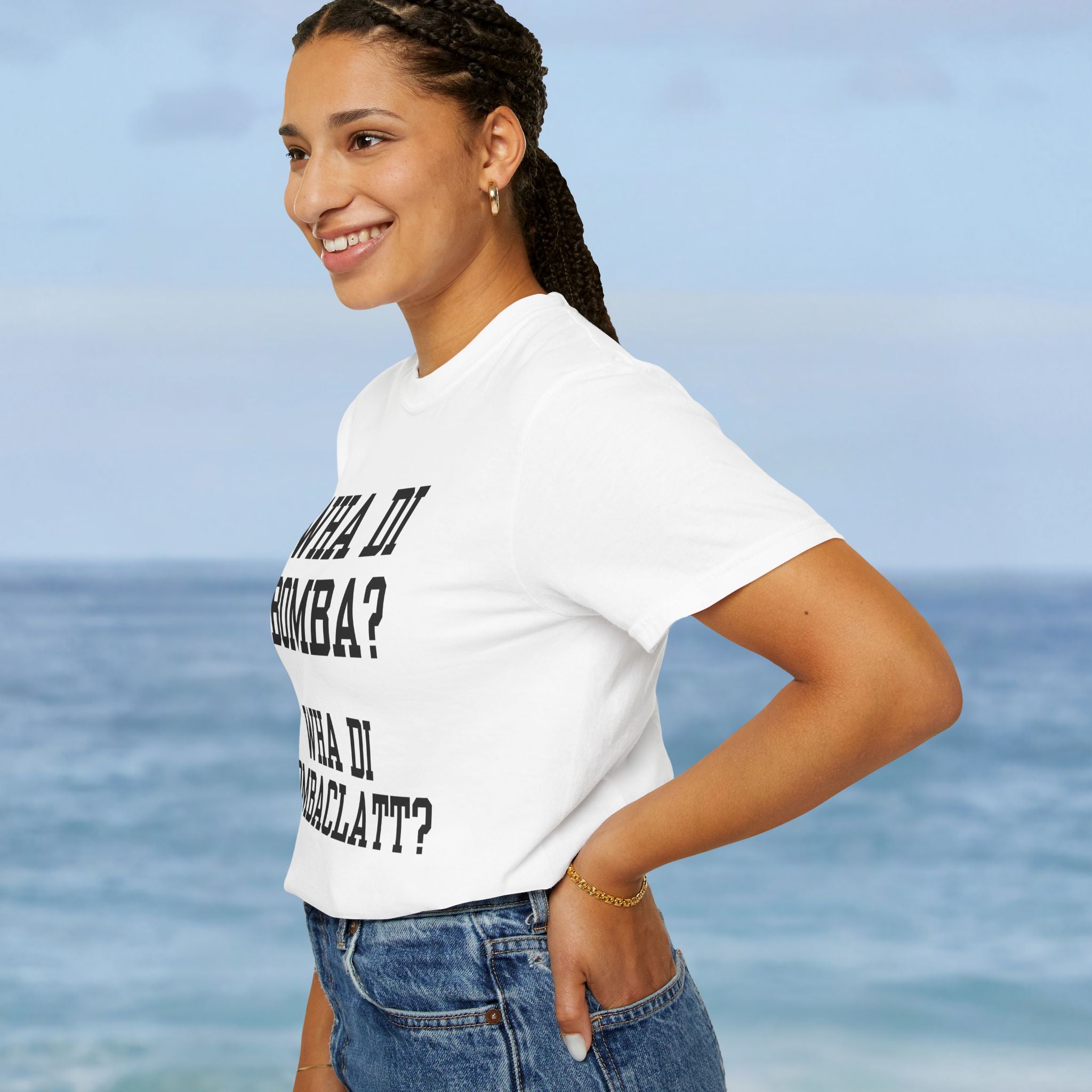 Funny Caribbean Unisex Wha Di Bombaclatt? Shirt, Rob 49 WTHELLY Lyrics, Trending Phrase Shirt, Vacation Tee - Irie Blues Boutique