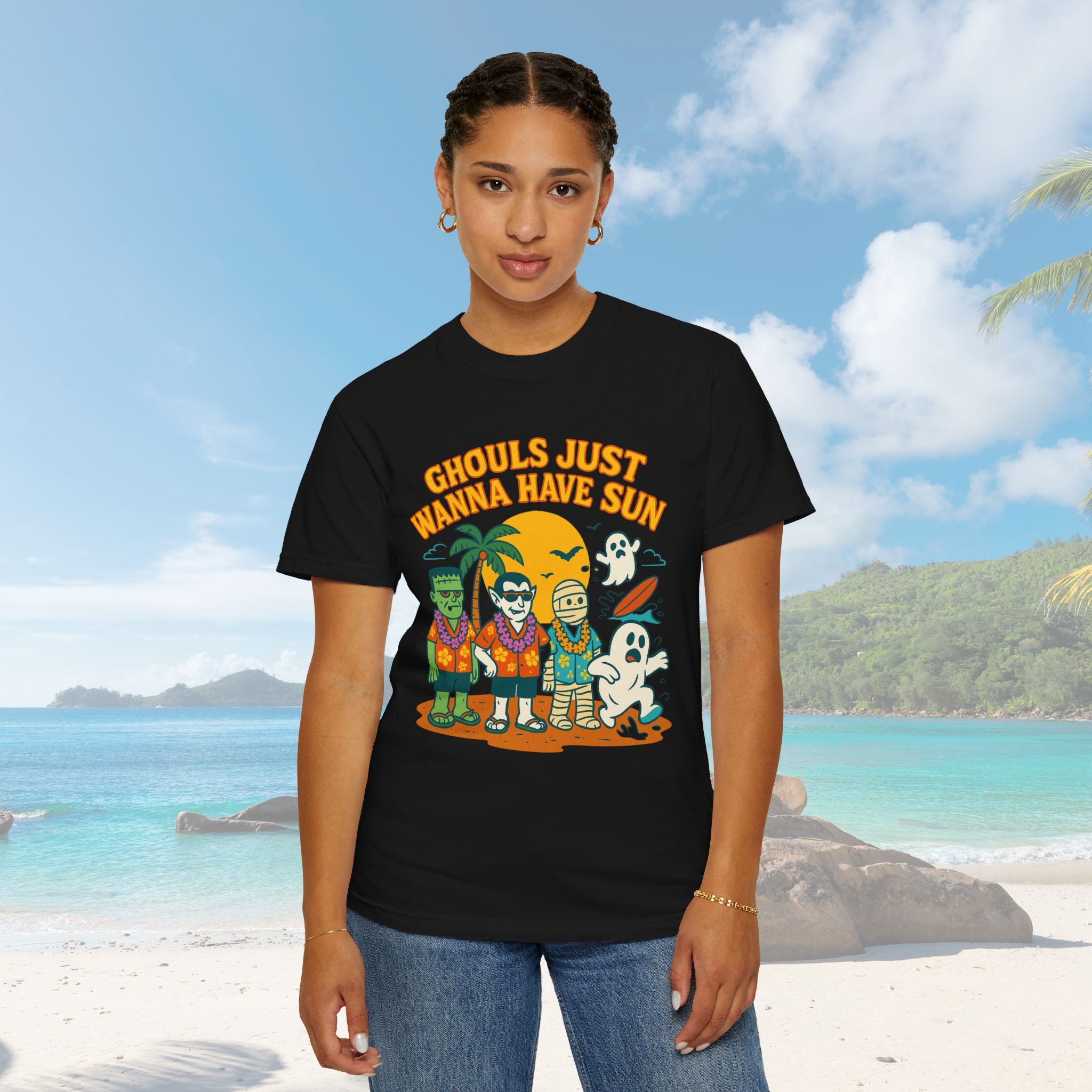 Halloween Beach Party T-Shirt, Fun Graphic Tee, Ghouls Just Wanna Have Sun Shirt, Unisex Casual Tee, Summer Vibes Shirt - Irie Blues Boutique