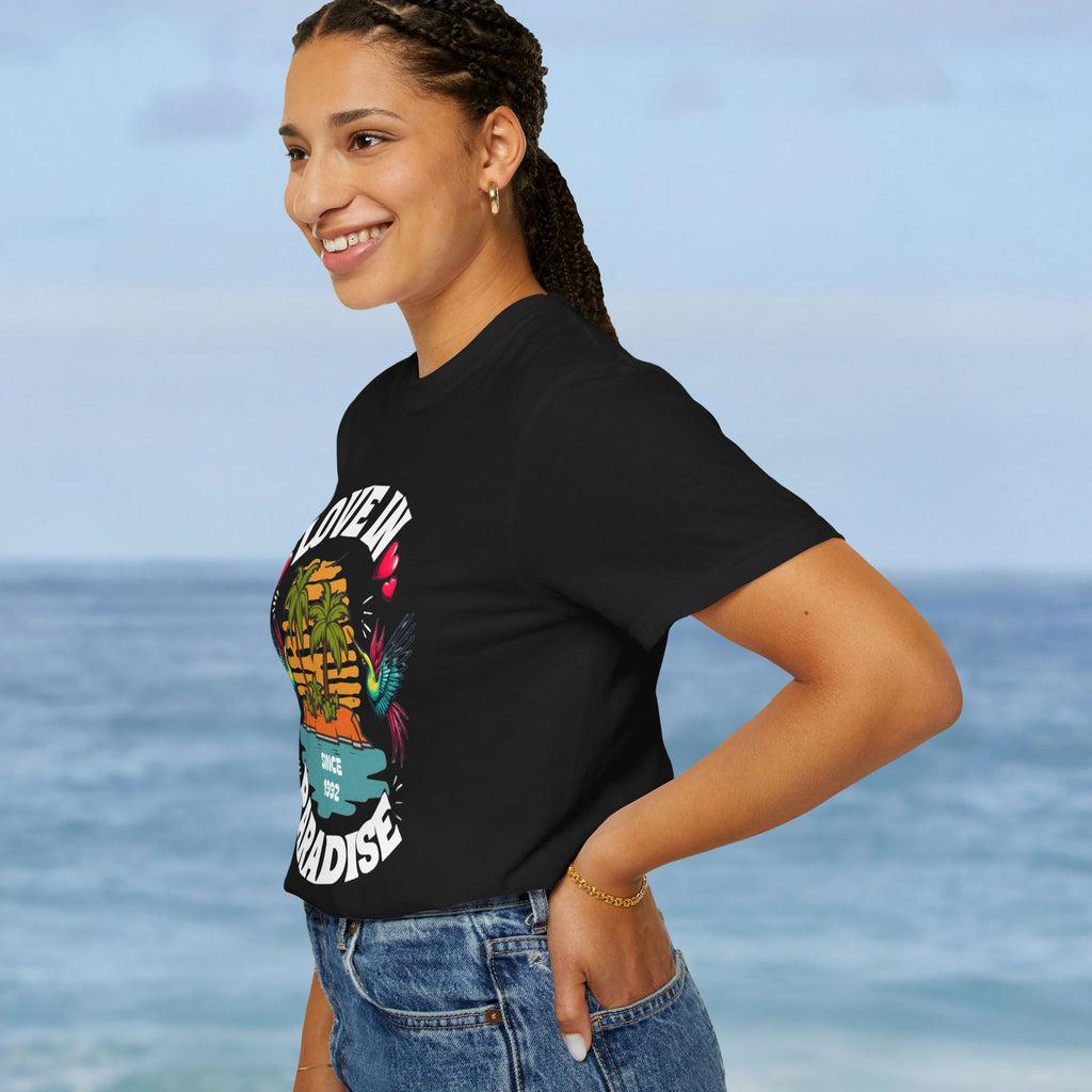 Love In Paradise Couples Personalized Date T-Shirt