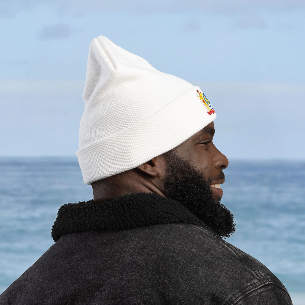Suriname Coat of Arms Embroidered Knit Beanie