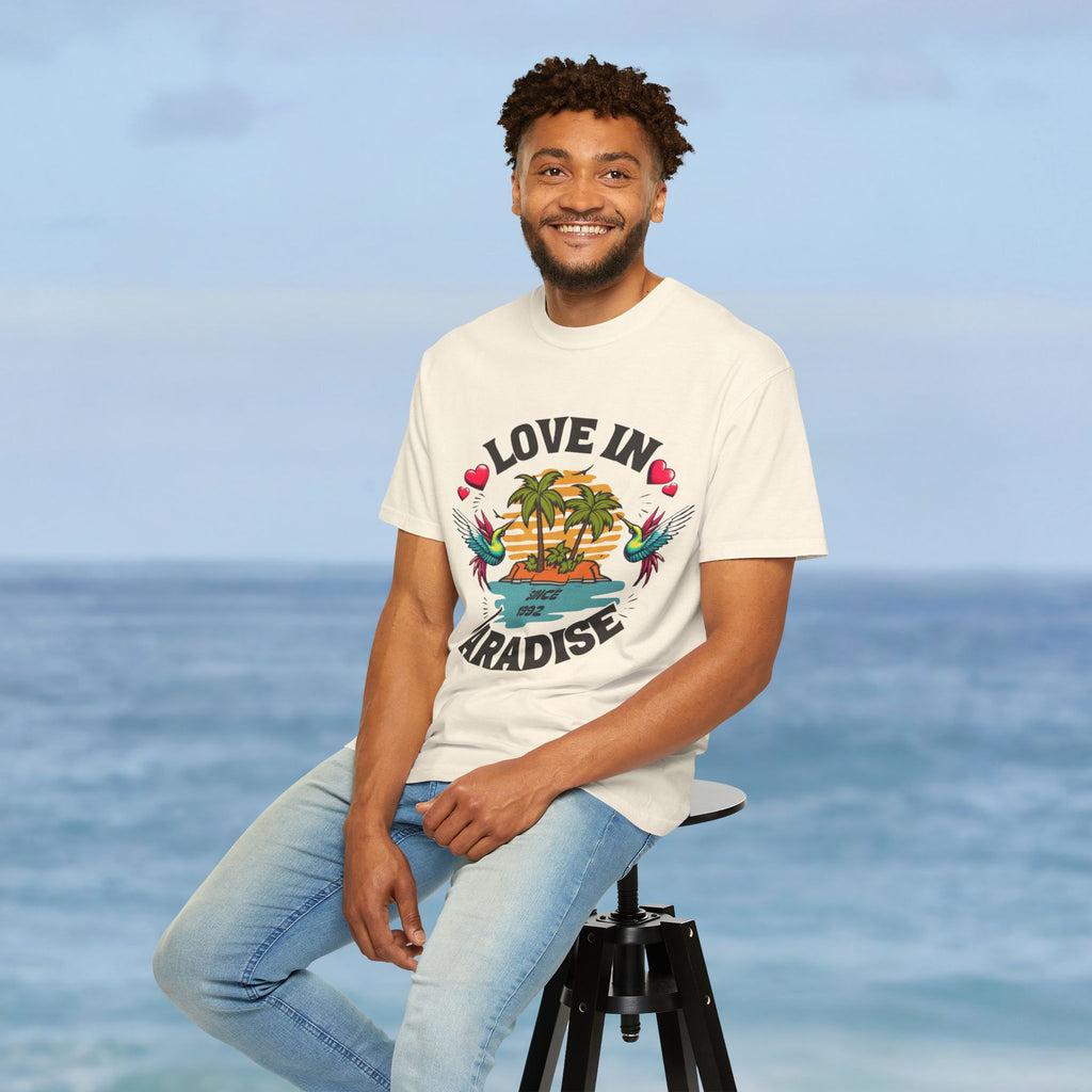 Love In Paradise Couples Personalized Date T-Shirt