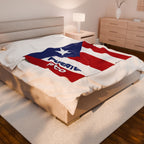 Puerto Rico Flag Velveteen Plush Blanket - Irie Blues Boutique