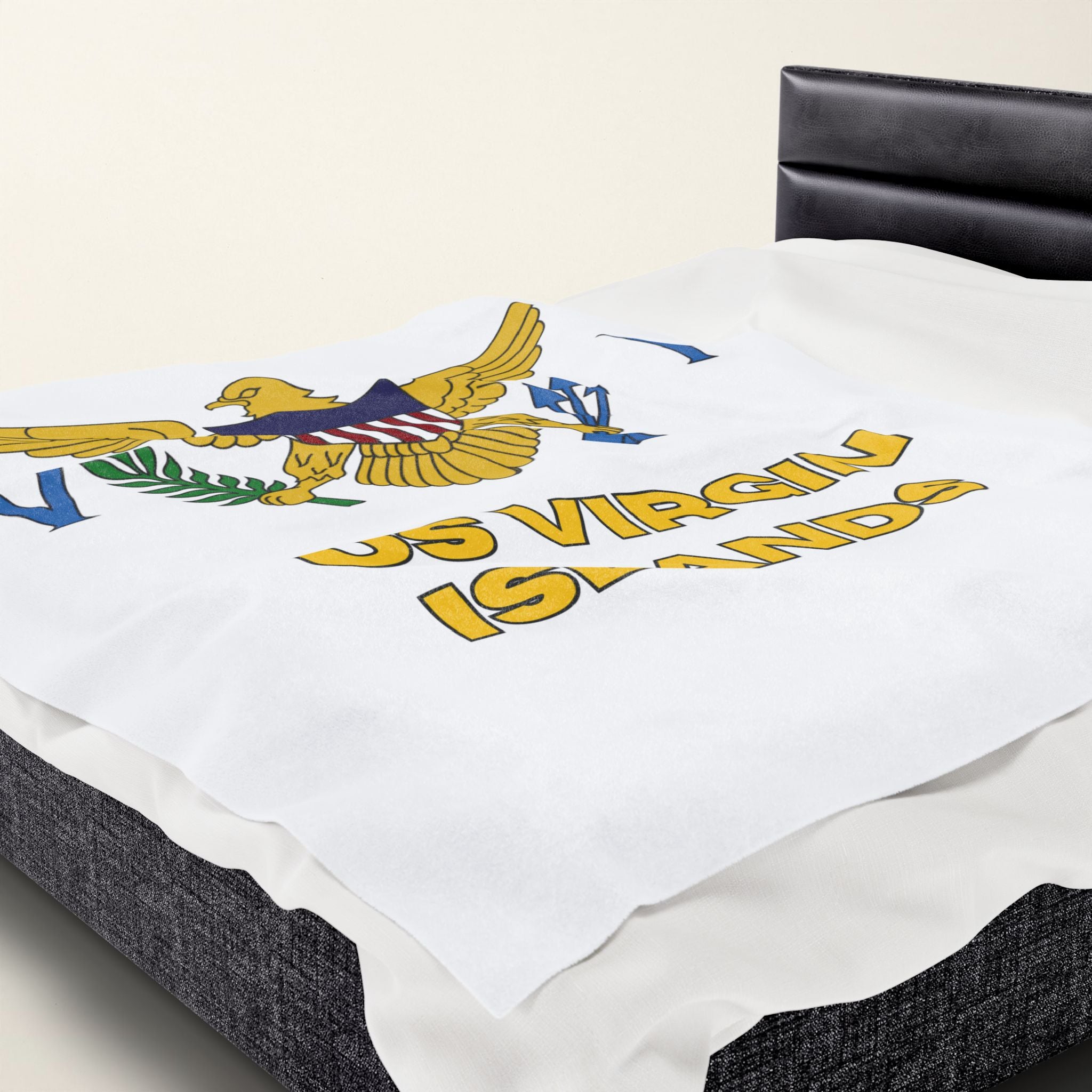 US Virgin Islands Flag Velveteen Plush Blanket - Irie Blues Boutique