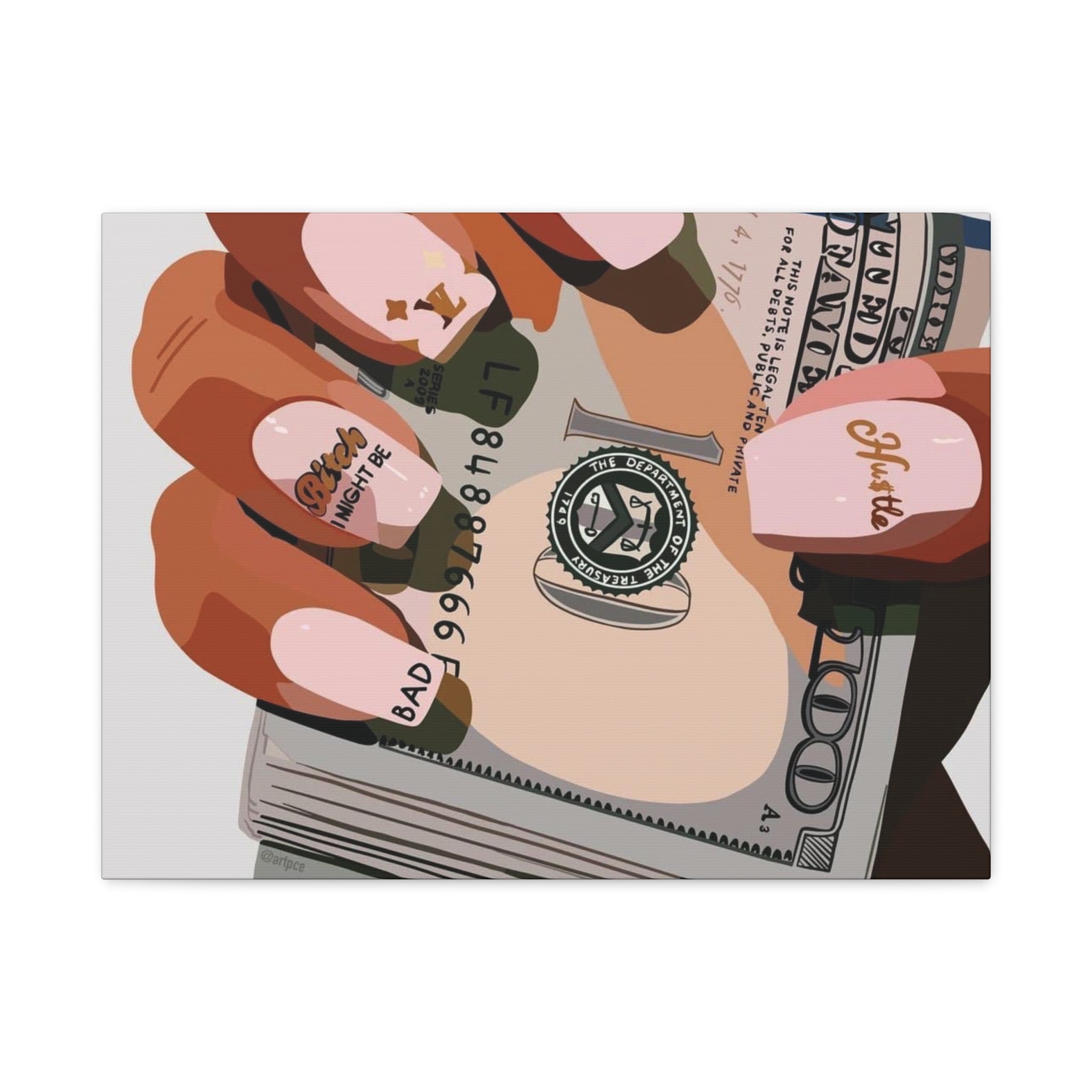 Nails & Money Chic Money Canvas Wall Art, Currency Home Decor, Motivational Wall Decor, Gift for Her, Trendy Room Decoration - Irie Blues Boutique