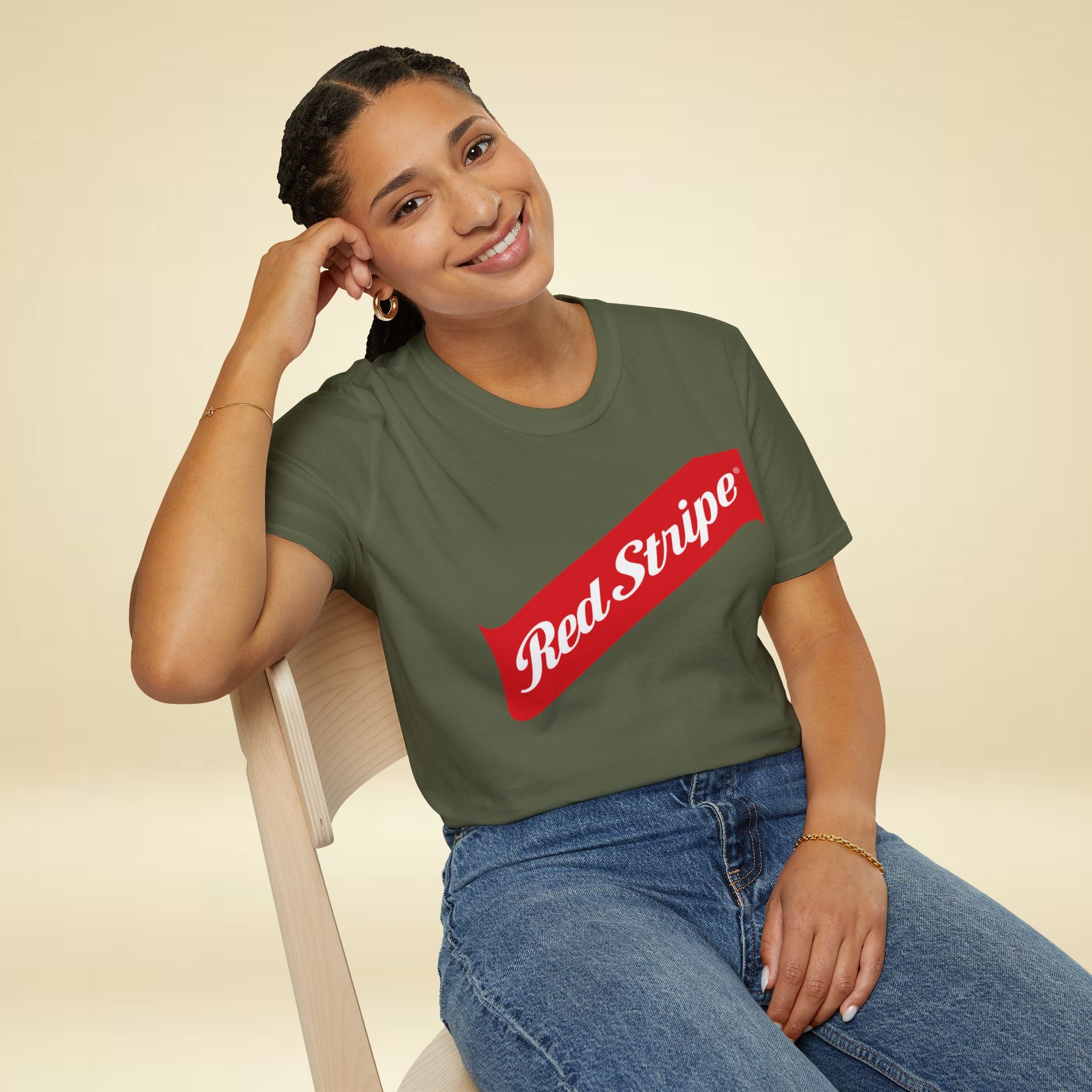 Red Stripe Unisex Softstyle T-Shirt - Irie Blues Boutique