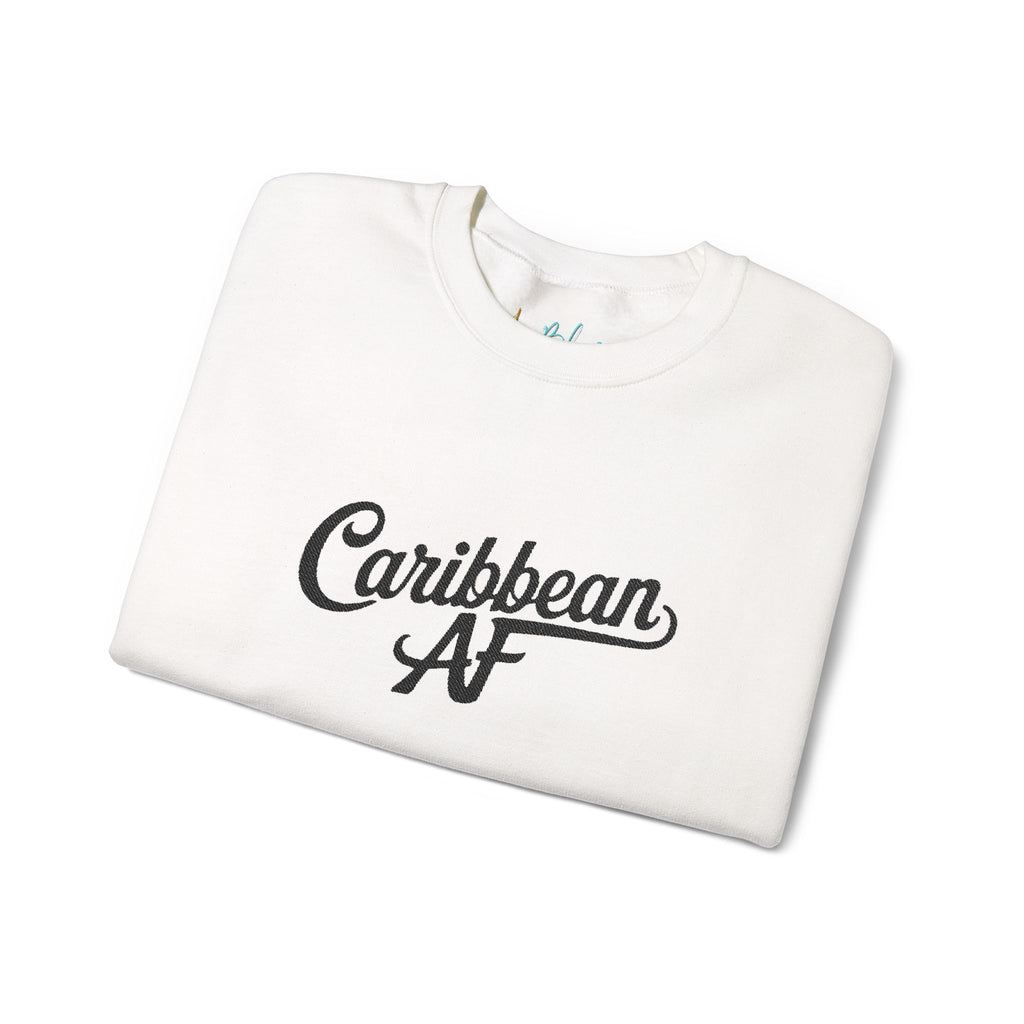 Caribbean AF White Embroidery Sweatshirt - Irie Blues Boutique
