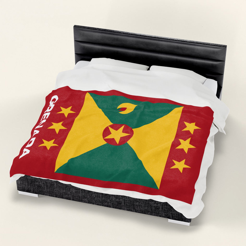 Grenada Flag Velveteen Plush Blanket - Irie Blues Boutique