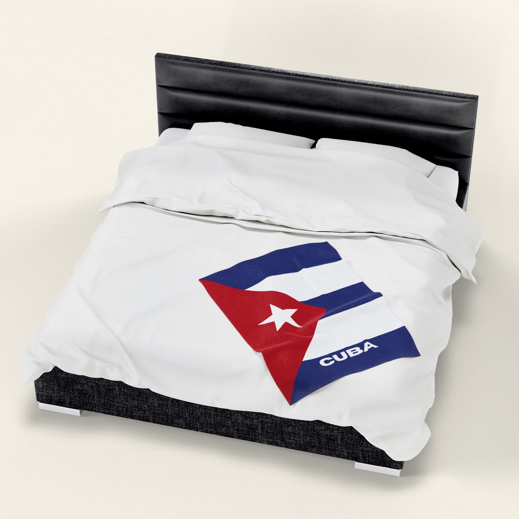Cuba Flag Velveteen Plush Blanket - Irie Blues Boutique
