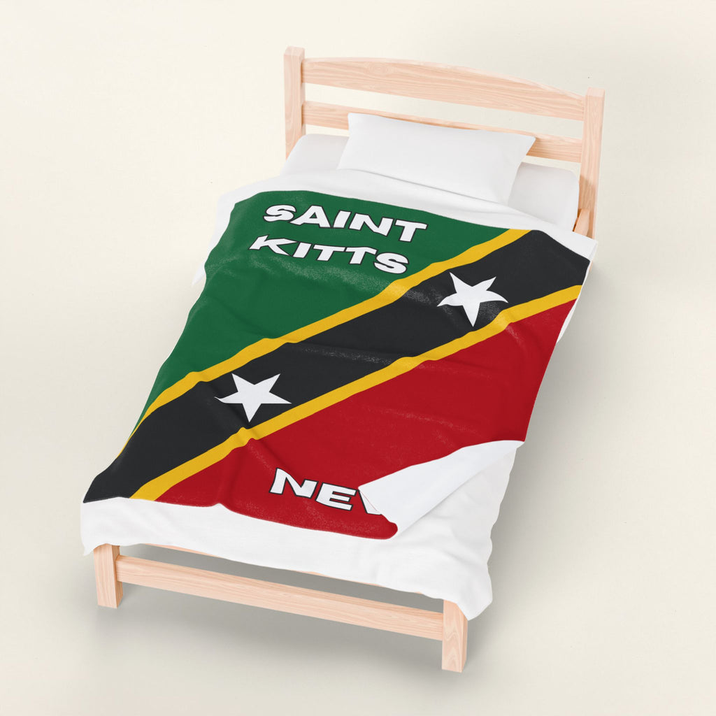 Saint Kitts & Nevis Flag Velveteen Plush Blanket - Irie Blues Boutique