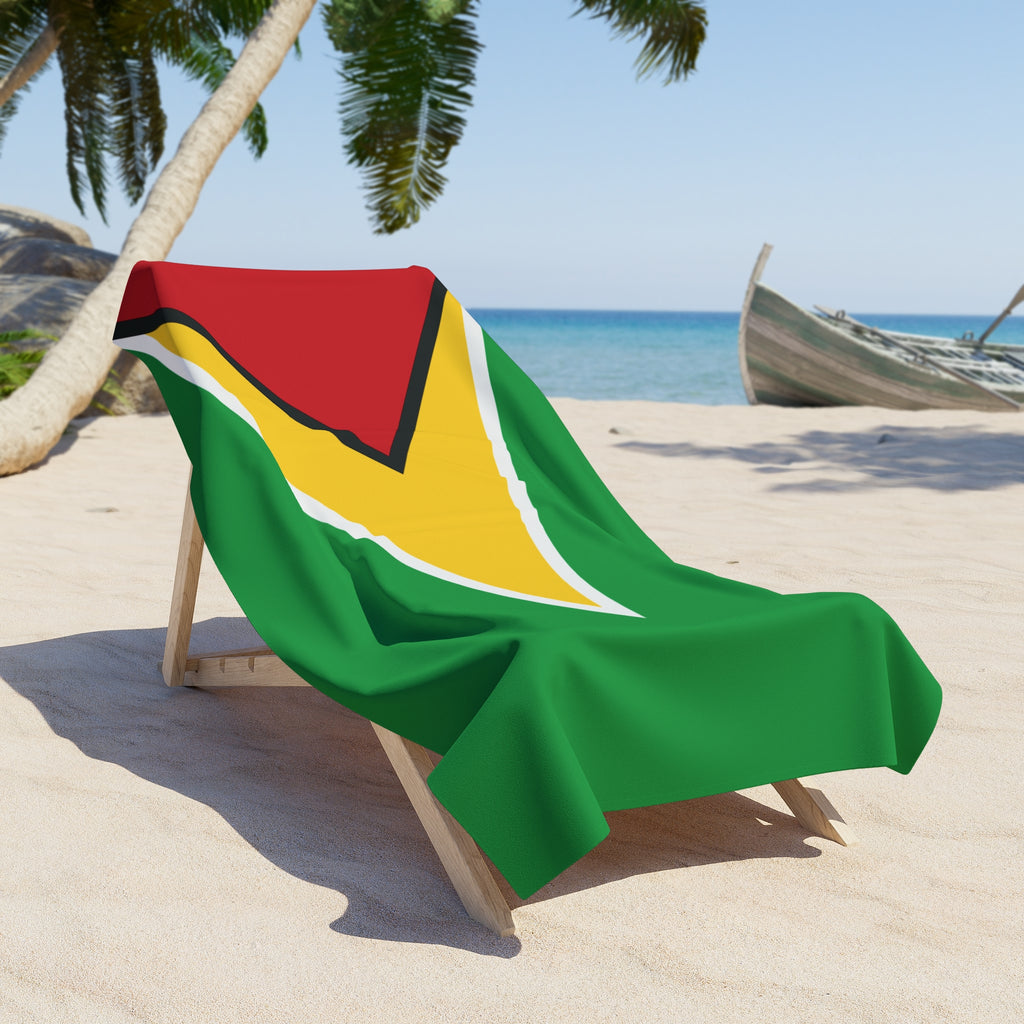 Guyana Flag Beach Towel, Caribbean Flag Beach Towel, Travel Beach Towel, Vacation Towel, Island Flag Beach Blanket, - Irie Blues Boutique
