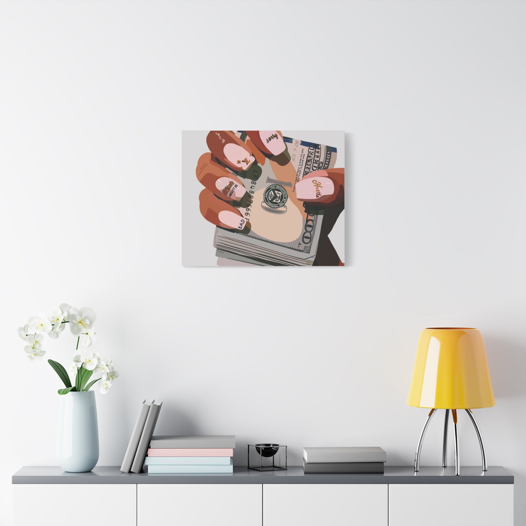 Nails & Money Chic Money Canvas Wall Art, Currency Home Decor, Motivational Wall Decor, Gift for Her, Trendy Room Decoration - Irie Blues Boutique