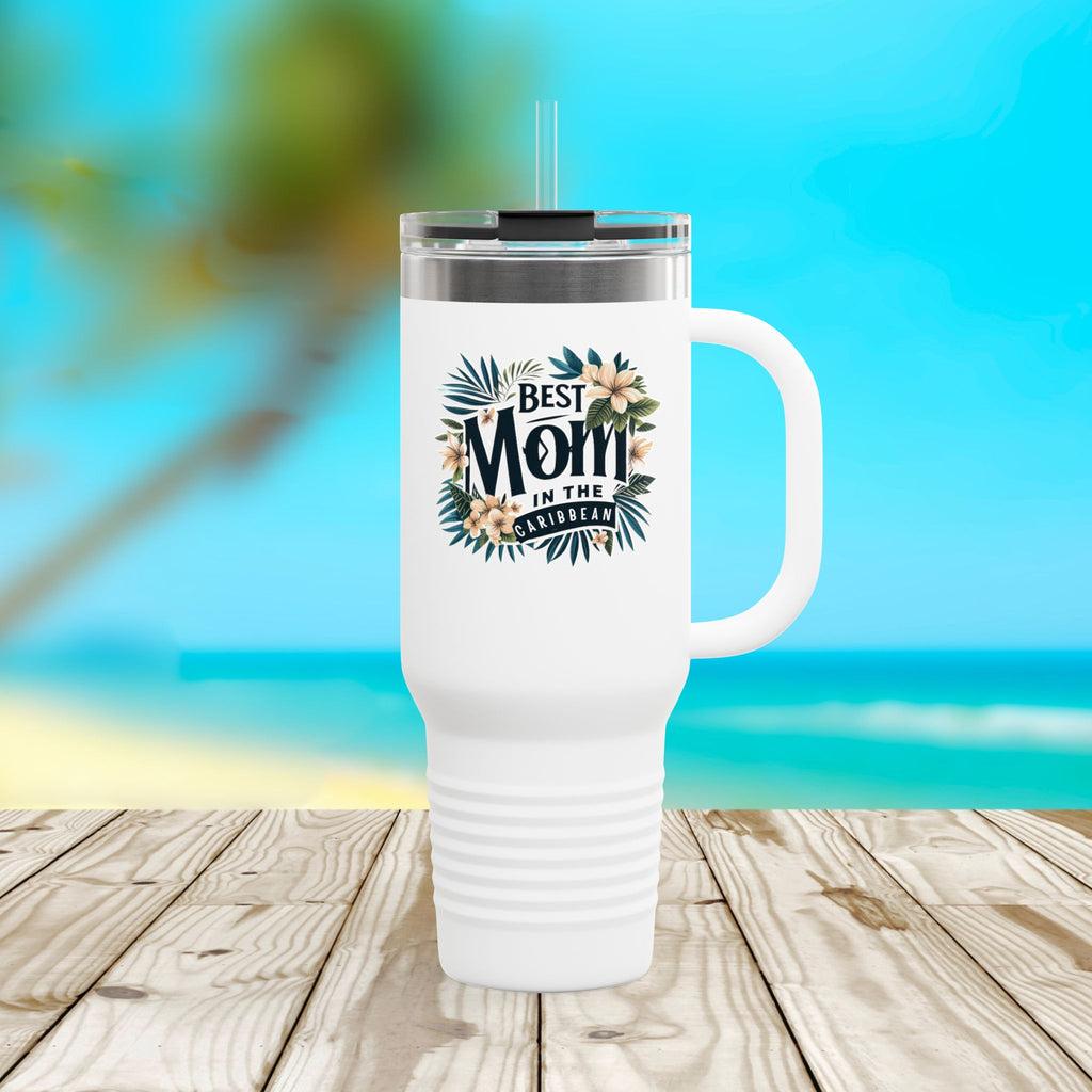 Mom's Best Insulated Travel Mug, 40oz - Floral Design, Gifts for Mom, Mother's Day, Travel Coffee Cup, Beach Trip, Eco-Friendly Mug - Irie Blues Boutique