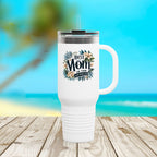 Mom's Best Insulated Travel Mug, 40oz - Floral Design, Gifts for Mom, Mother's Day, Travel Coffee Cup, Beach Trip, Eco-Friendly Mug - Irie Blues Boutique