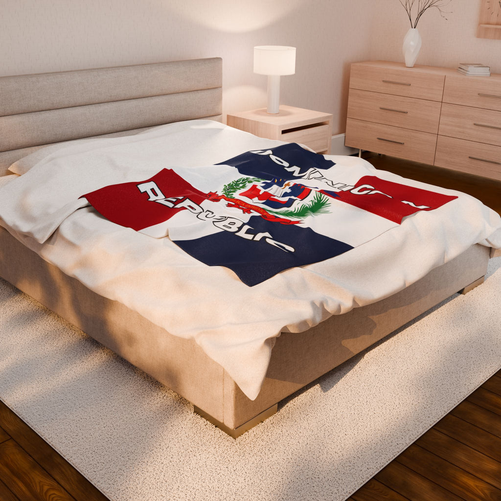 Dominican Republic Flag Velveteen Plush Blanket - Irie Blues Boutique