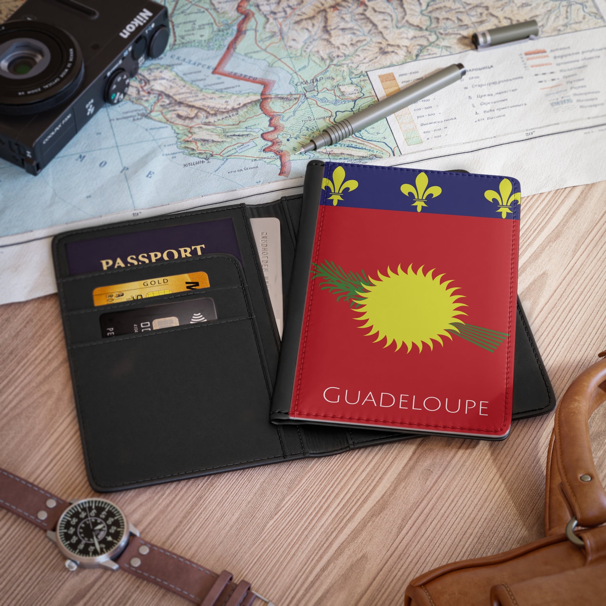 Guadeloupe Flag Passport Cover - Irie Blues Boutique
